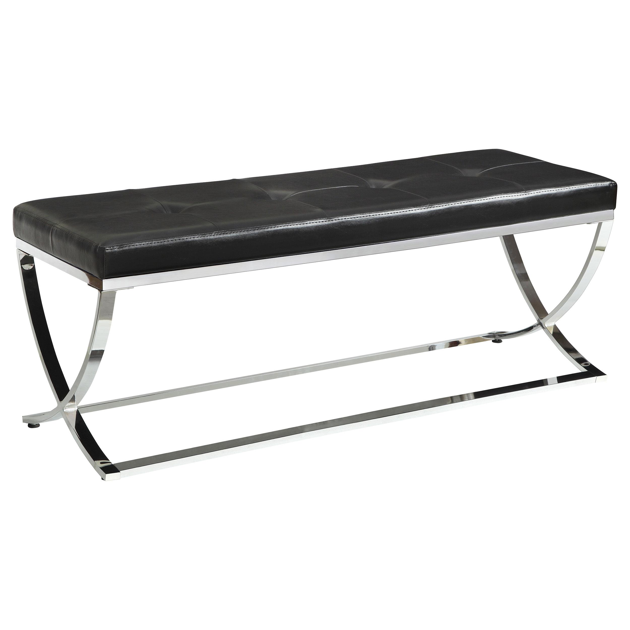 Coaster Walton Leatherette Upholstered Tufted Accent Bench Black
