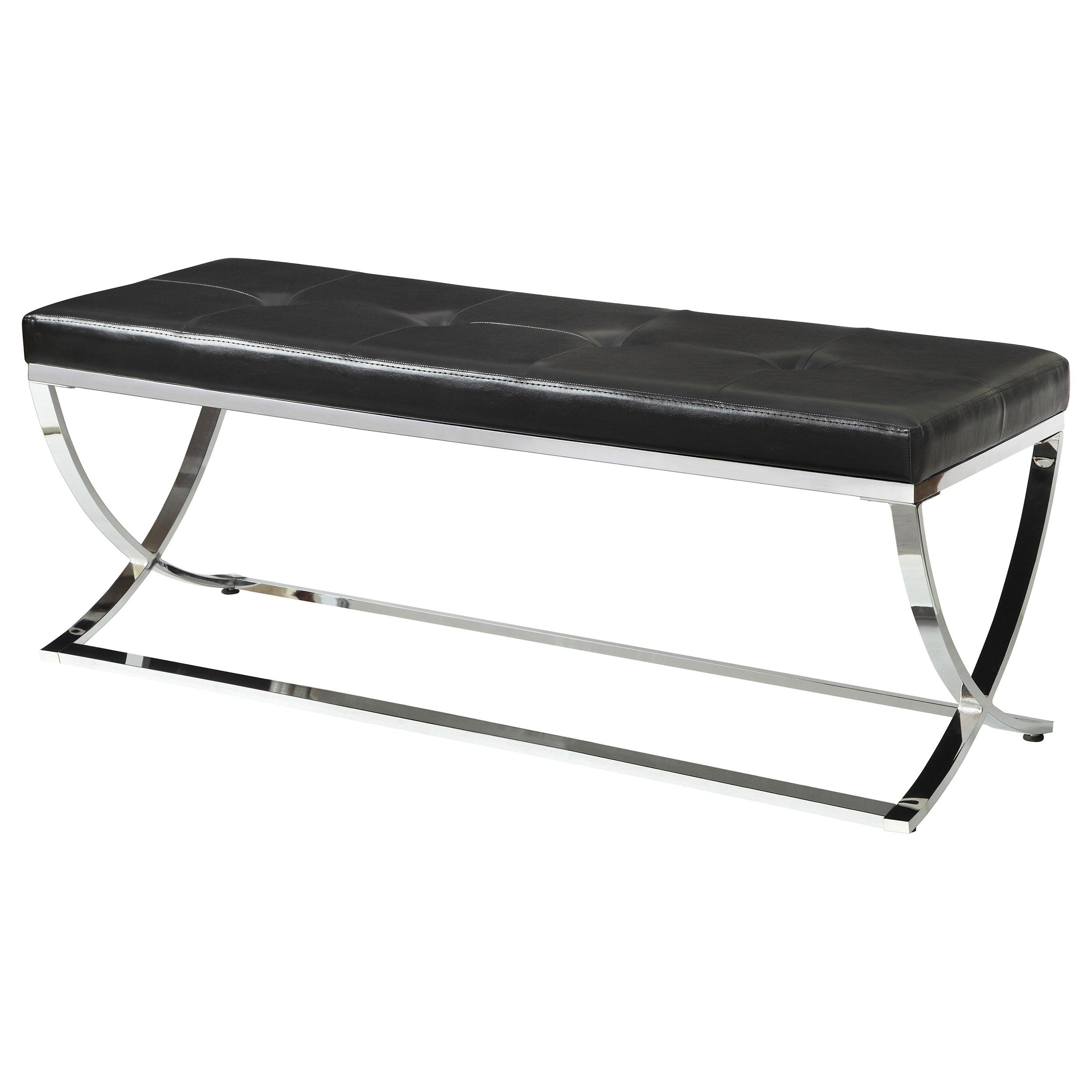 Model: 501156 | Coaster Walton Leatherette Upholstered Tufted Accent Bench Black