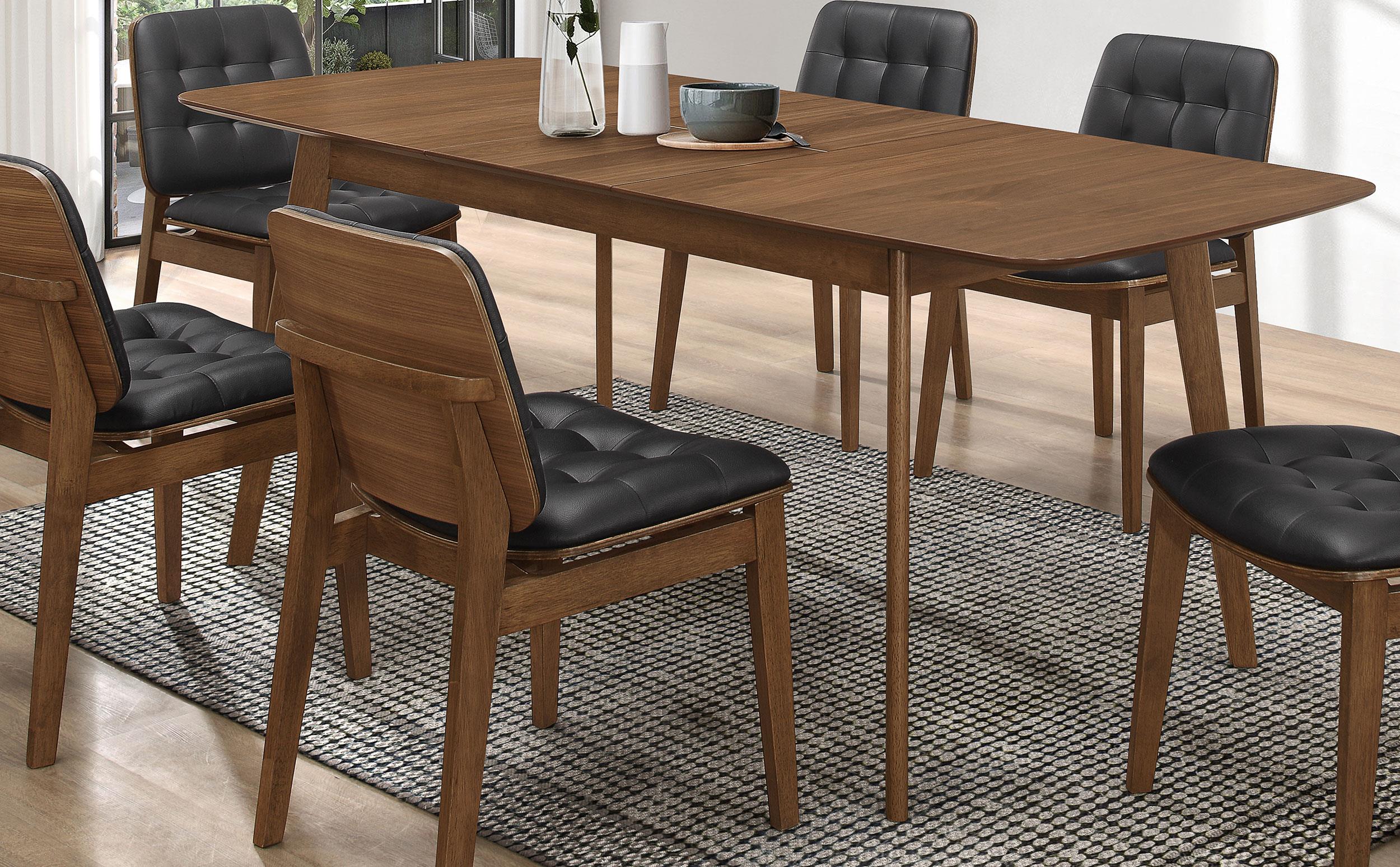 Model: 106591 | Coaster Redbridge 75-inch Extension Leaf Dining Table Natural Walnut