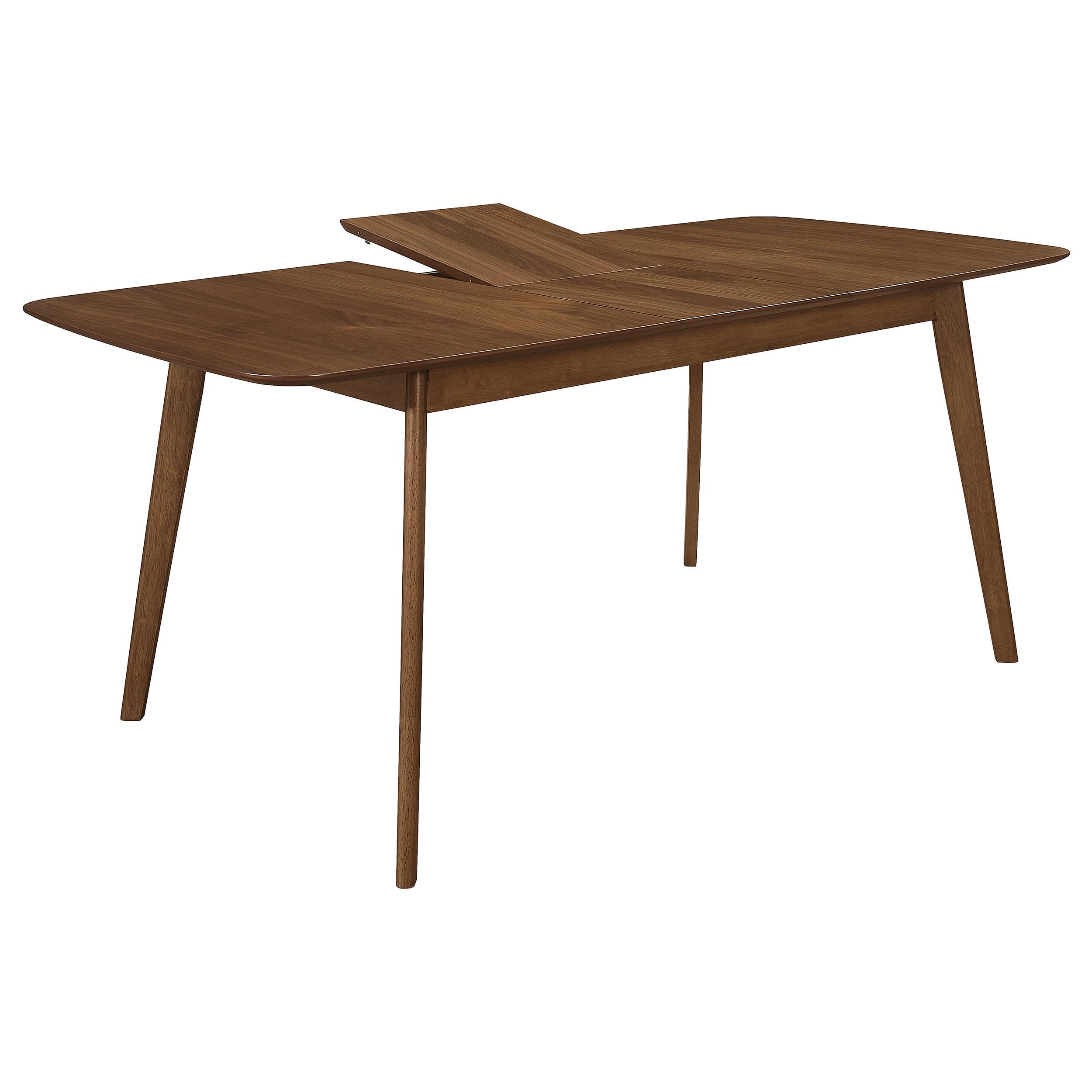 Model: 106591 | Coaster Redbridge 75-inch Extension Leaf Dining Table Natural Walnut
