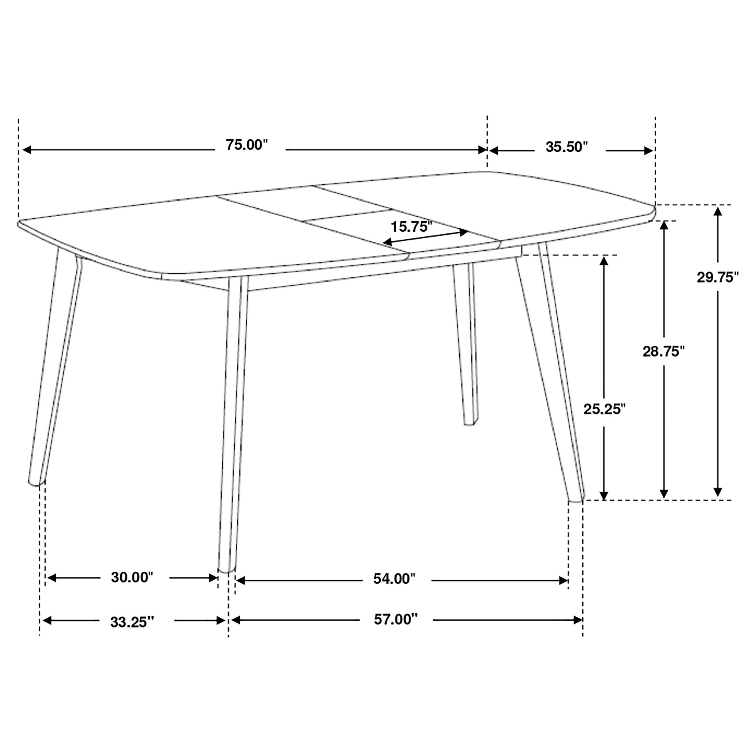 Model: 106591 | Coaster Redbridge 75-inch Extension Leaf Dining Table Natural Walnut