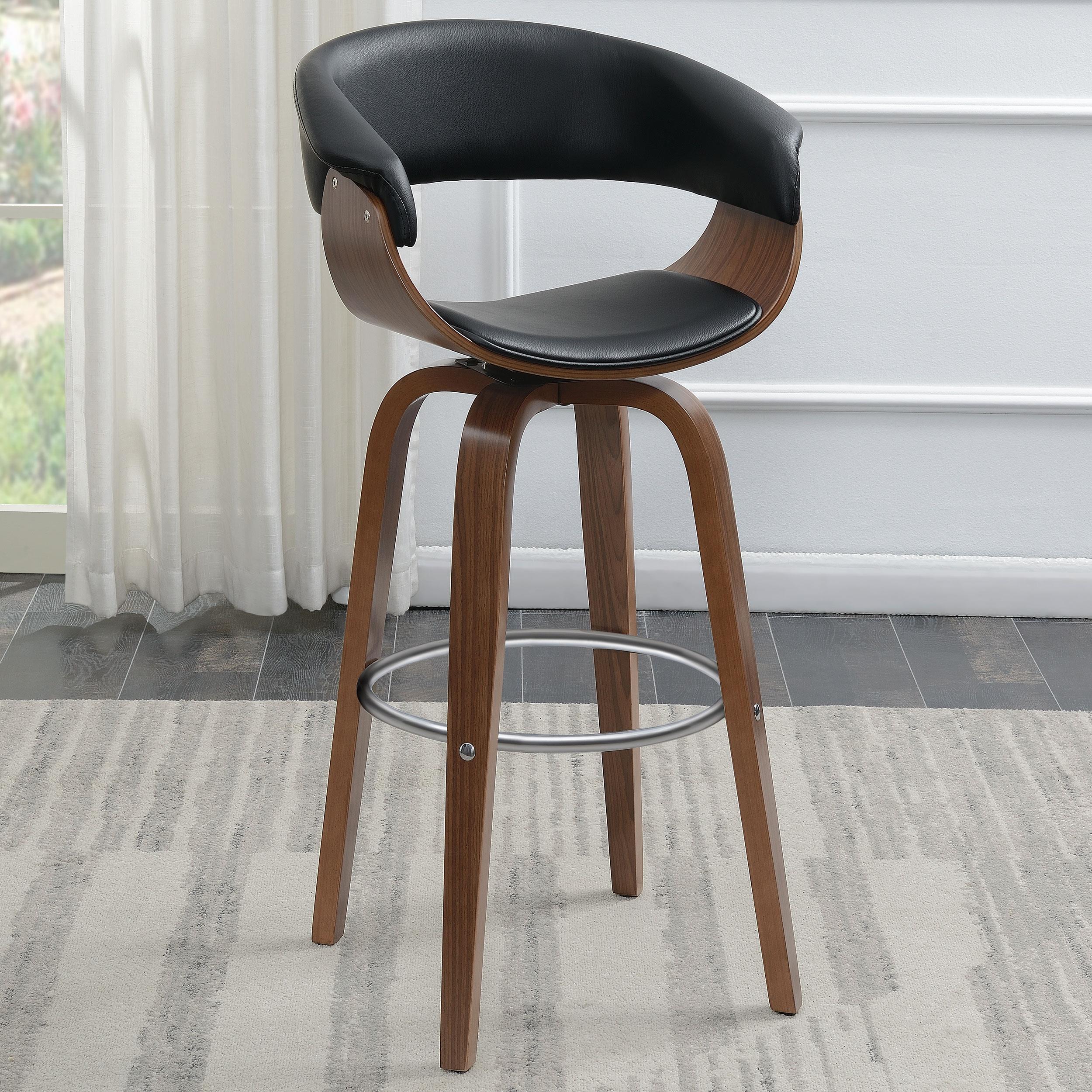 Model: 100205 | Coaster Zion Upholstered Swivel Bar Stool Walnut and Black