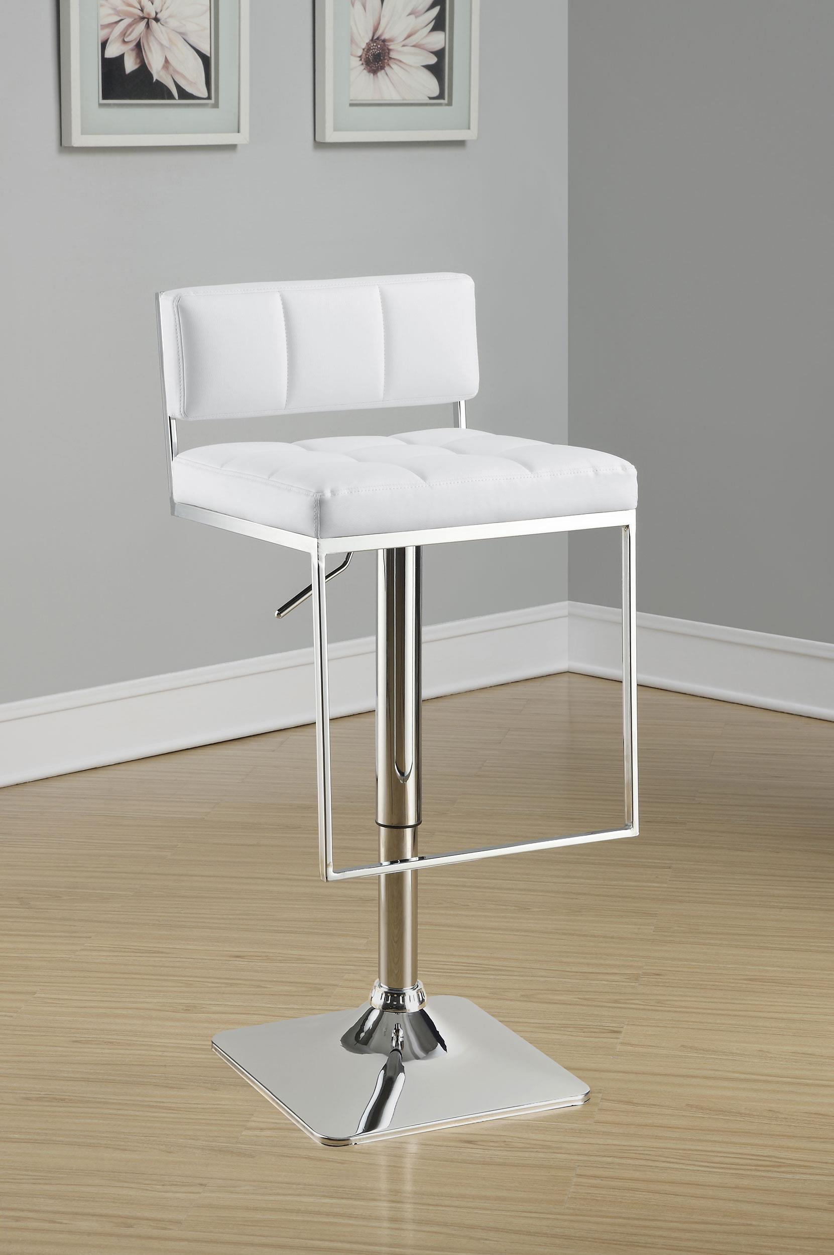 Model: 100193 | Coaster Alameda Adjustable Bar Stool Chrome and White