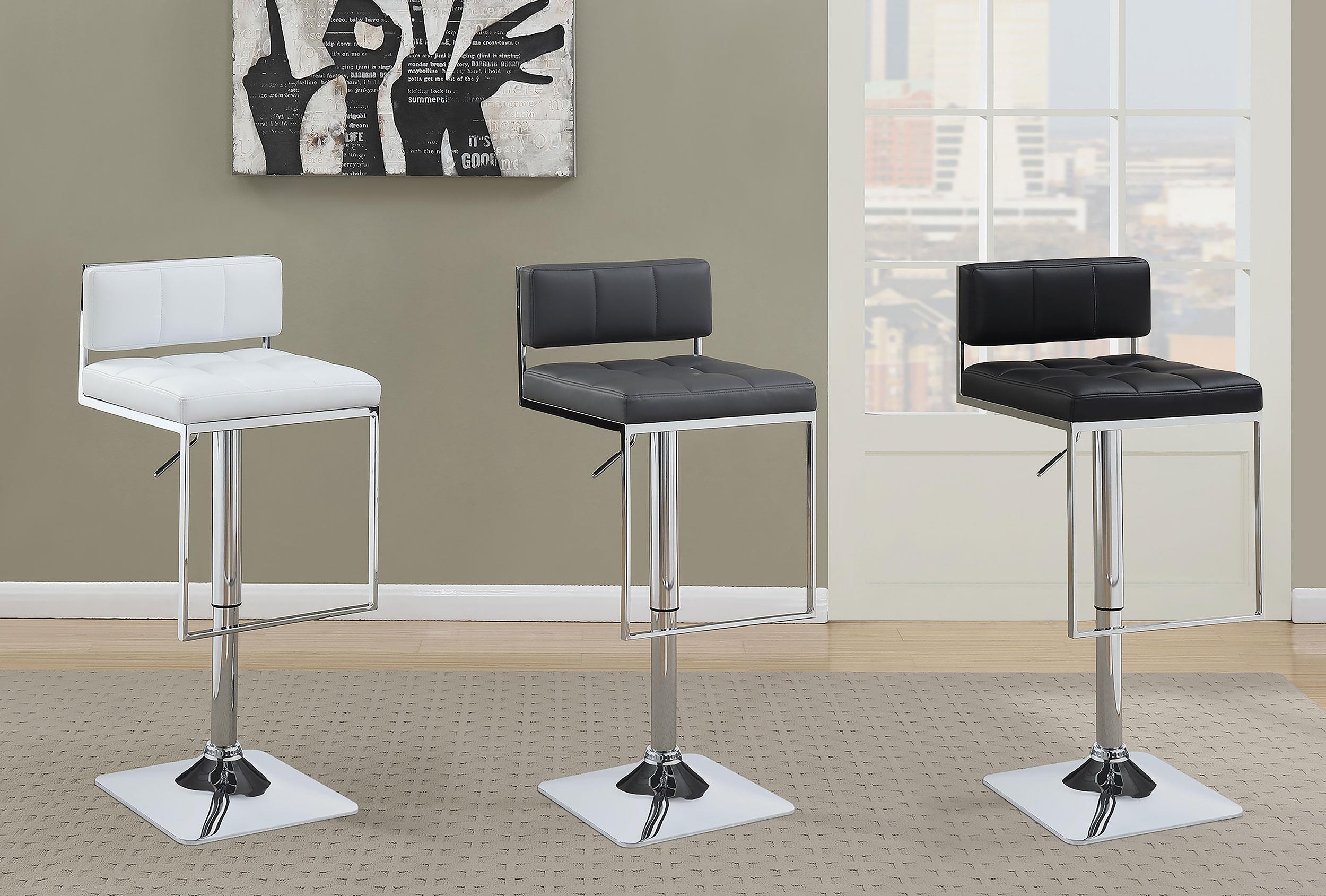 Model: 100193 | Coaster Alameda Adjustable Bar Stool Chrome and White