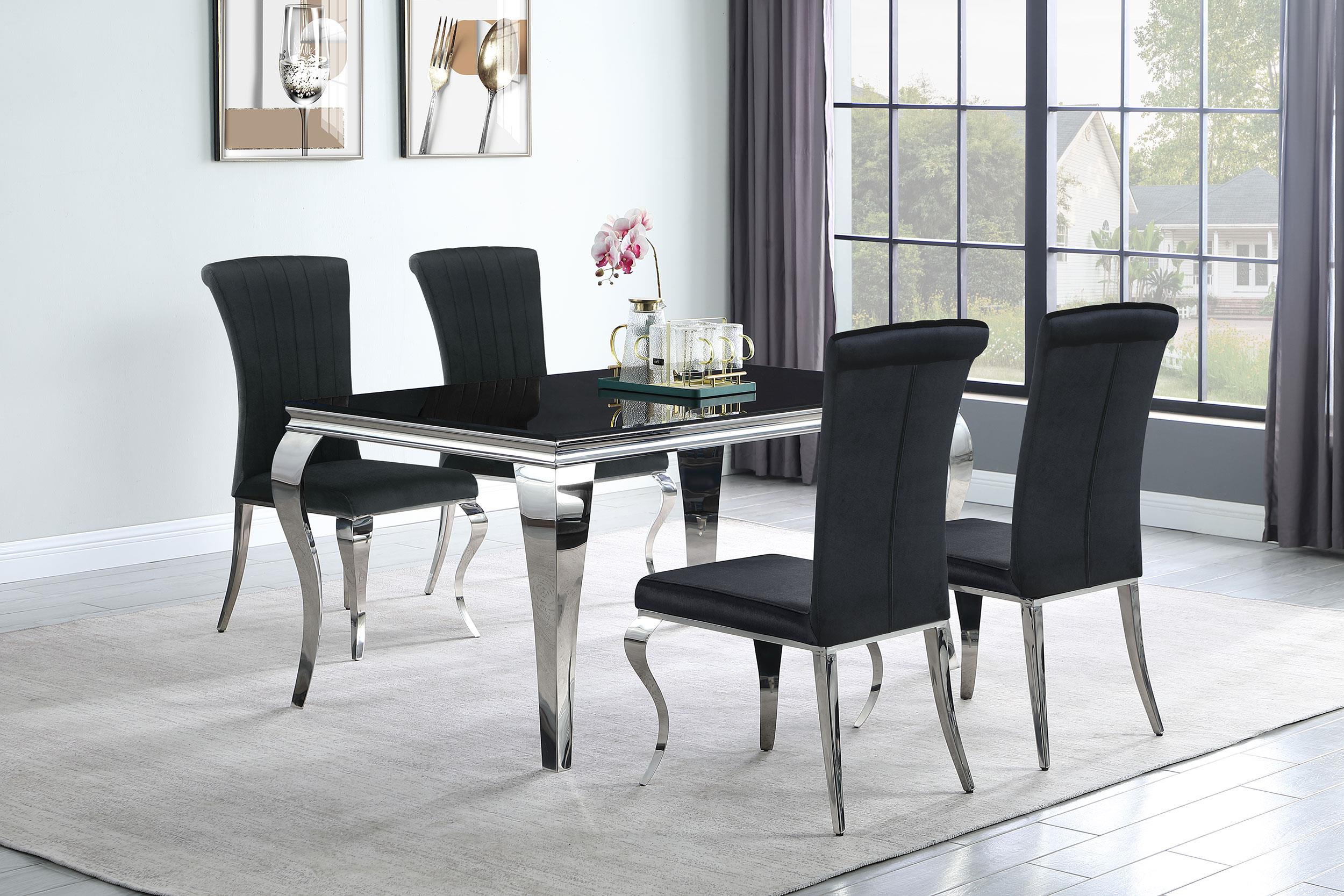 Model: 105071 | Coaster Carone Rectangular 61-inch Glass Top Dining Table Black