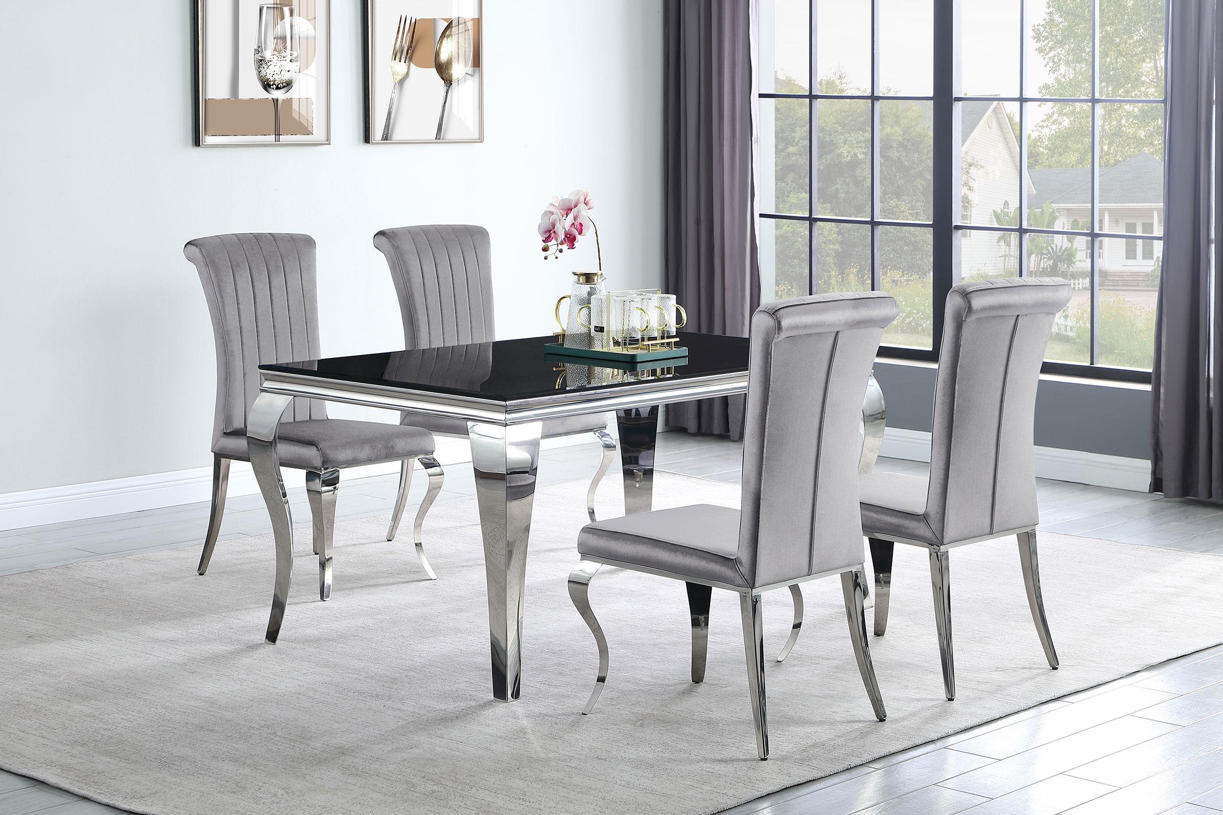 Model: 105071 | Coaster Carone Rectangular 61-inch Glass Top Dining Table Black