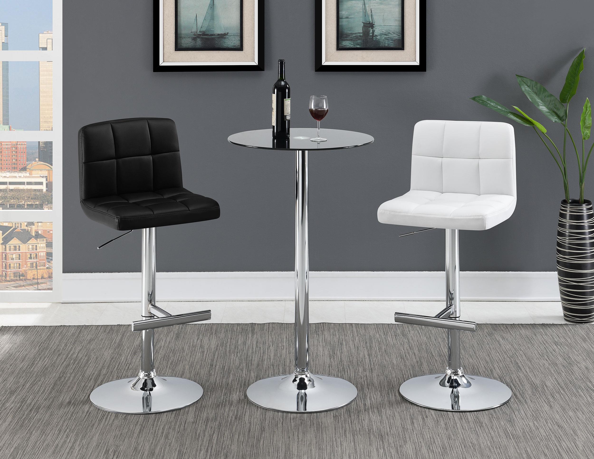 Model: 102554 | Coaster Lenny Upholstered Adjustable Bar Stool Black (Set of 2)