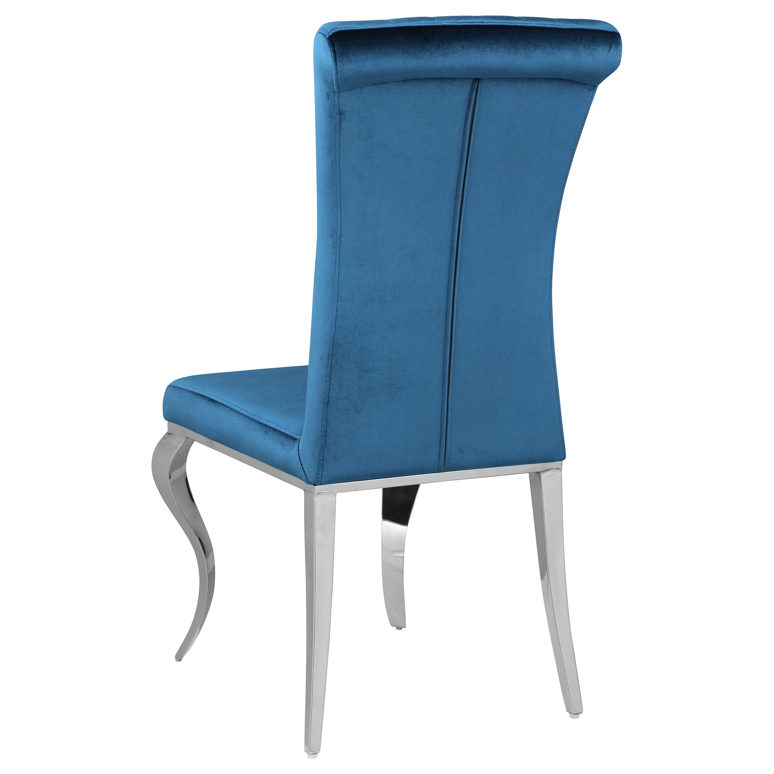 Model: 115081-S5T | Coaster Carone 5-piece 81-inch Rectangular White Glass Dining Set Teal