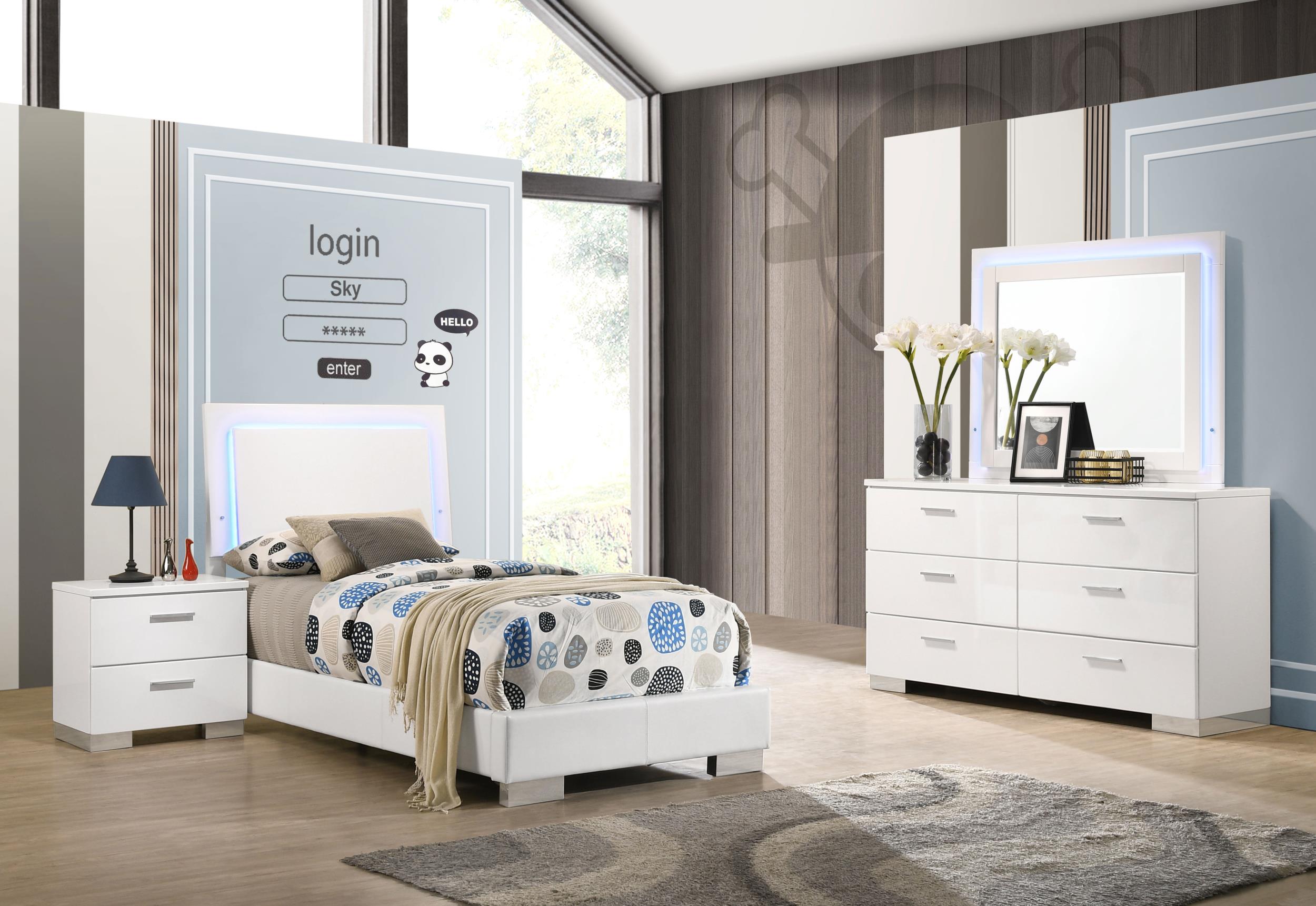 Coaster Felicity 4-piece Twin Bedroom Set White High Gloss