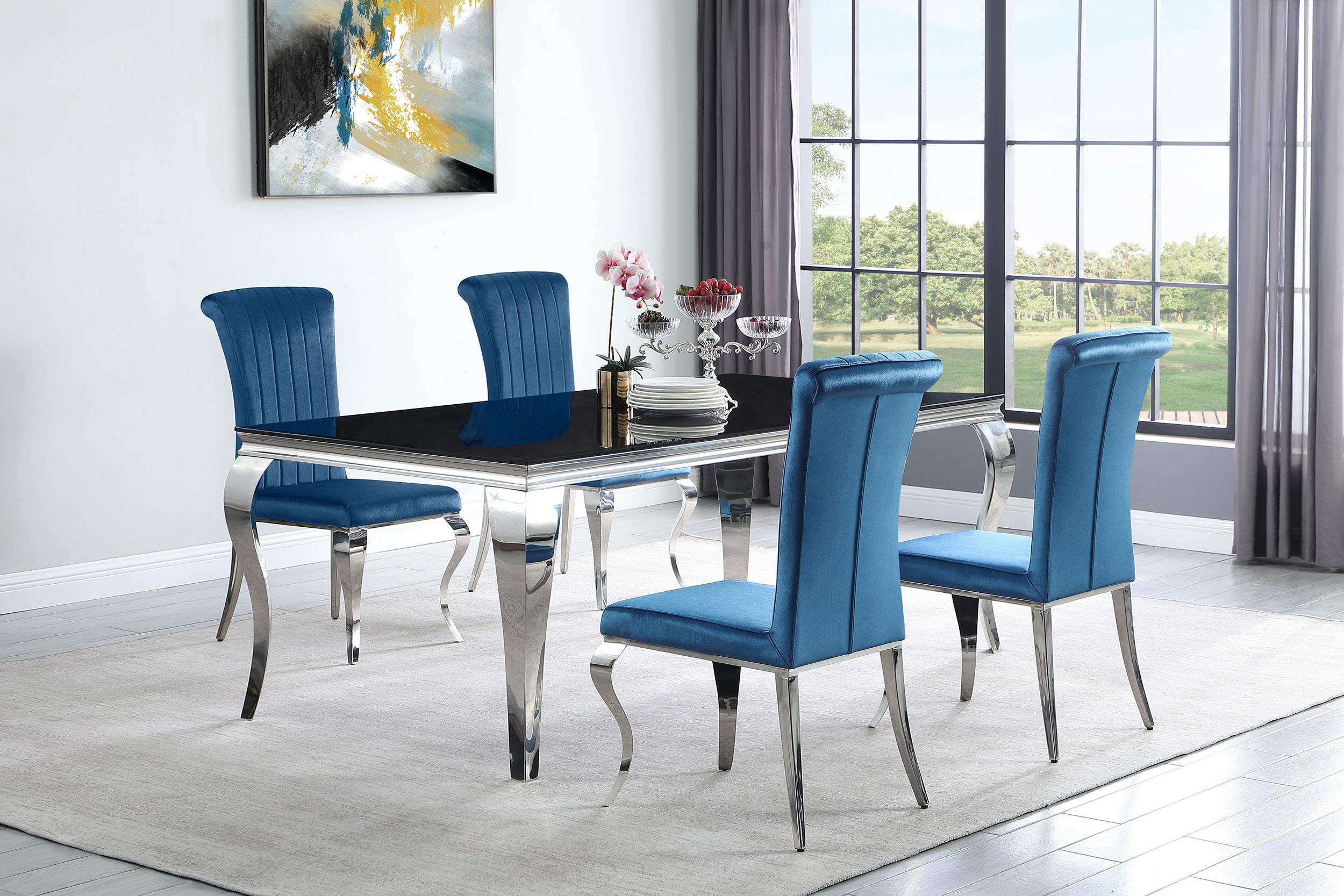 Coaster Carone 5-piece 81-inch Rectangular Black Glass Dining Set Teal