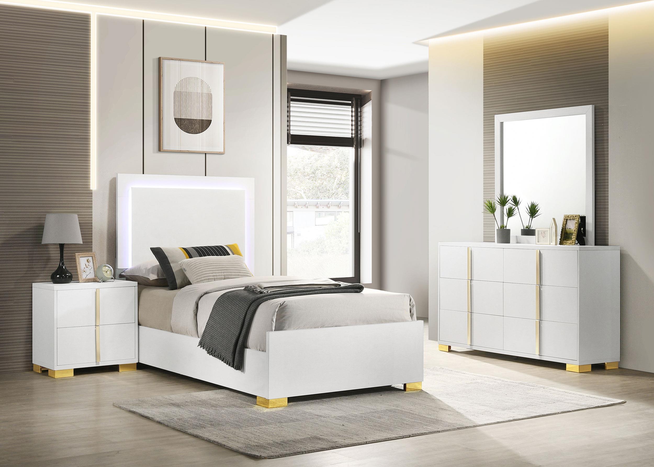 Coaster - 222831Q - Marceline Wood Queen LED Panel Bed Black