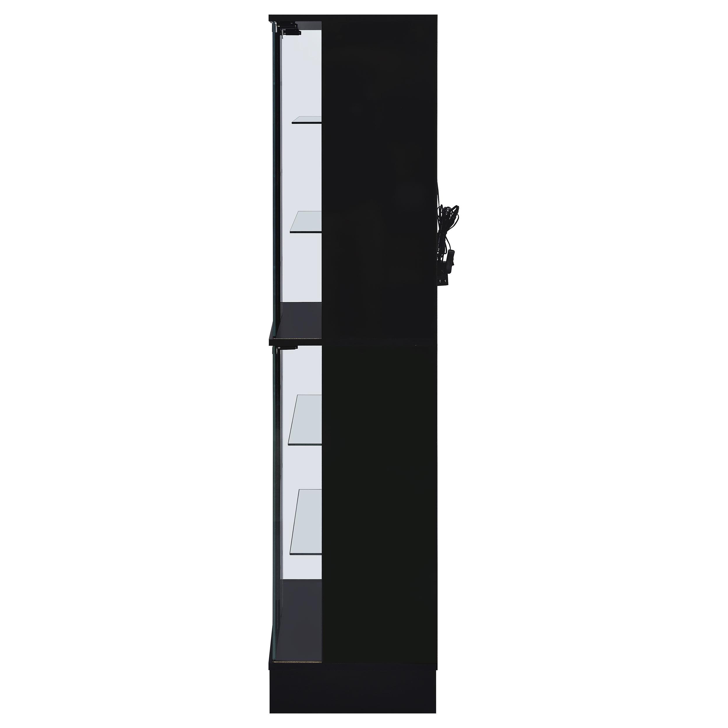 Model: 950398 | Coaster Cabra 4-door LED Curio Display Cabinet Black High Gloss