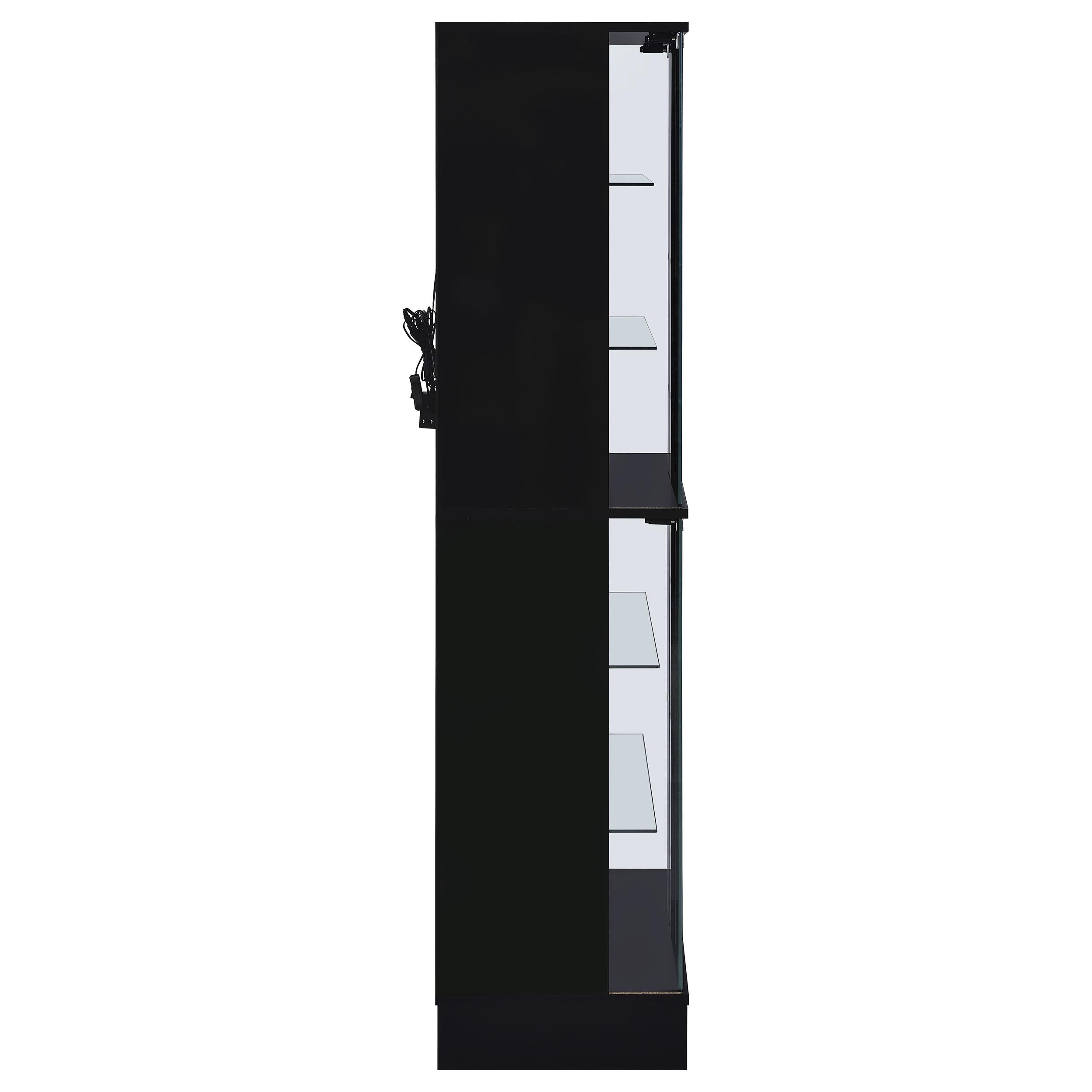 Model: 950398 | Coaster Cabra 4-door LED Curio Display Cabinet Black High Gloss