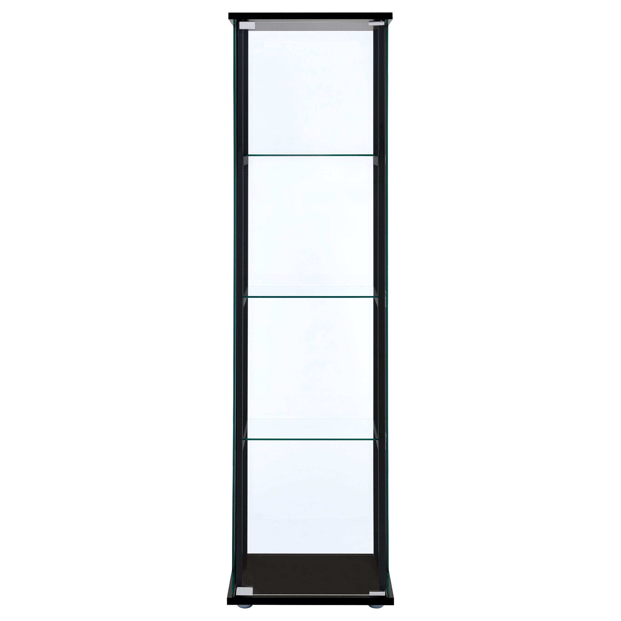 Model: 950171 | Coaster Cyclamen 4-shelf Clear Glass Curio Display Cabinet Black