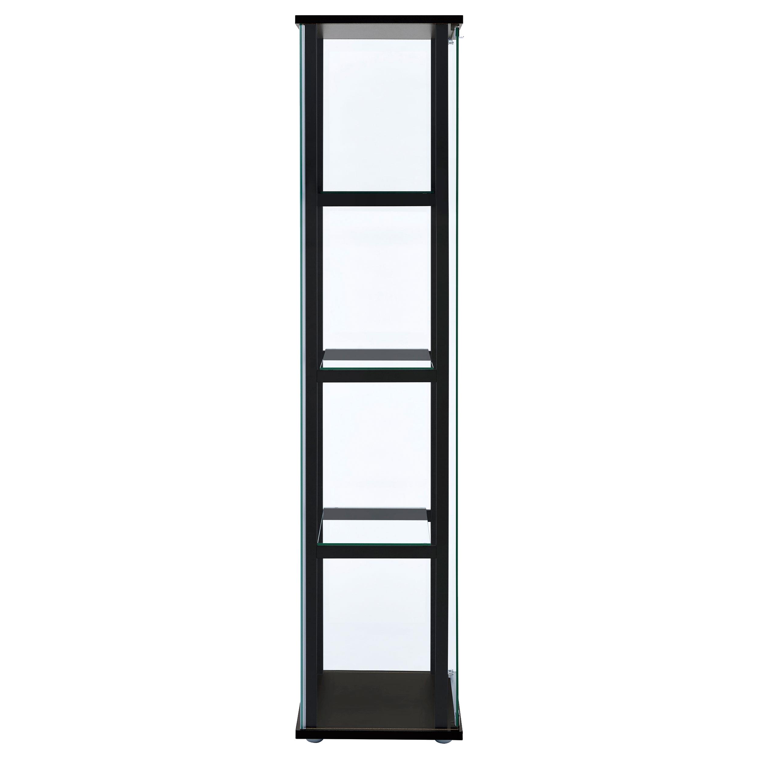 Model: 950171 | Coaster Cyclamen 4-shelf Clear Glass Curio Display Cabinet Black