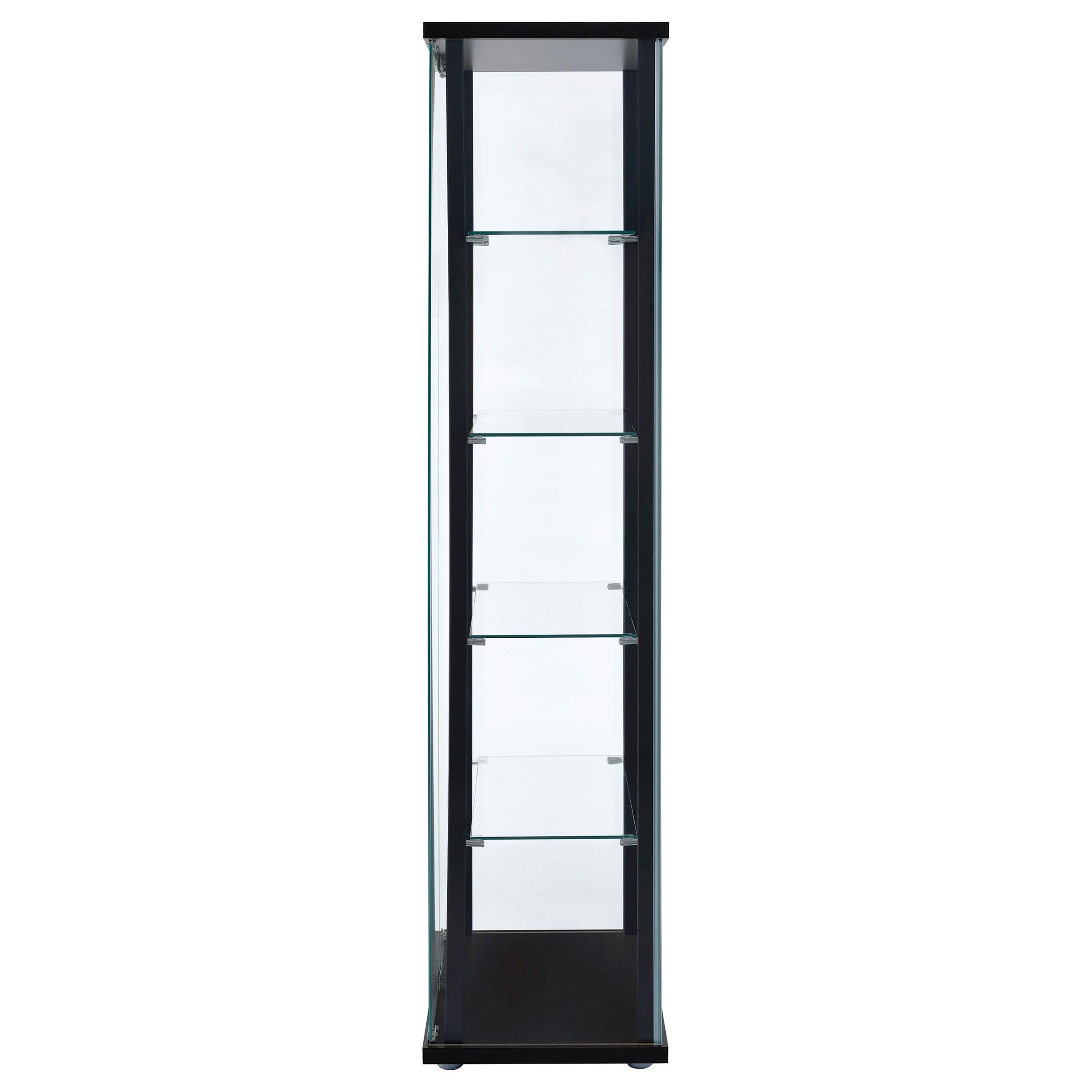 Model: 950170 | Coaster Delphinium 5-shelf Clear Glass Curio Display Cabinet Black