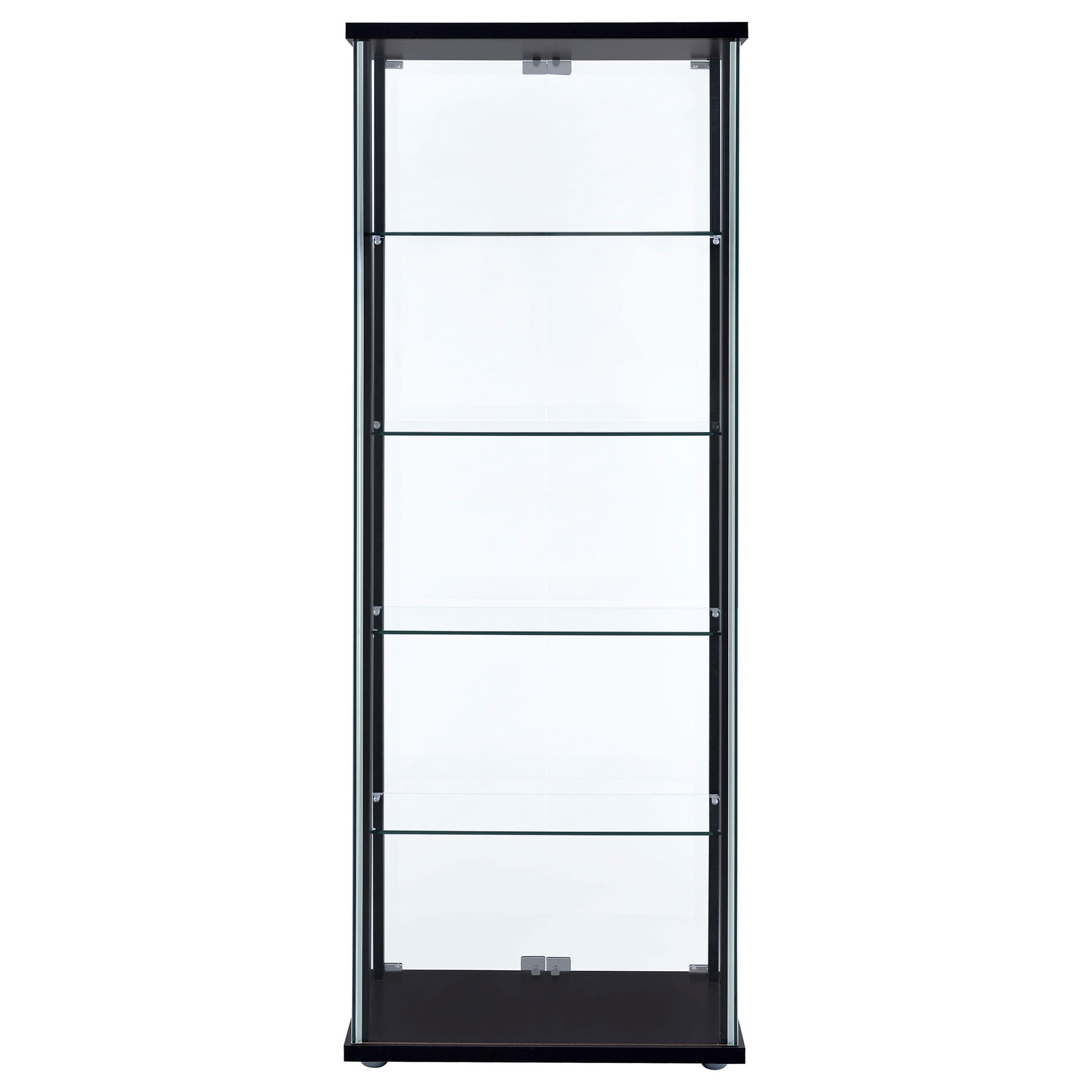 Model: 950170 | Coaster Delphinium 5-shelf Clear Glass Curio Display Cabinet Black