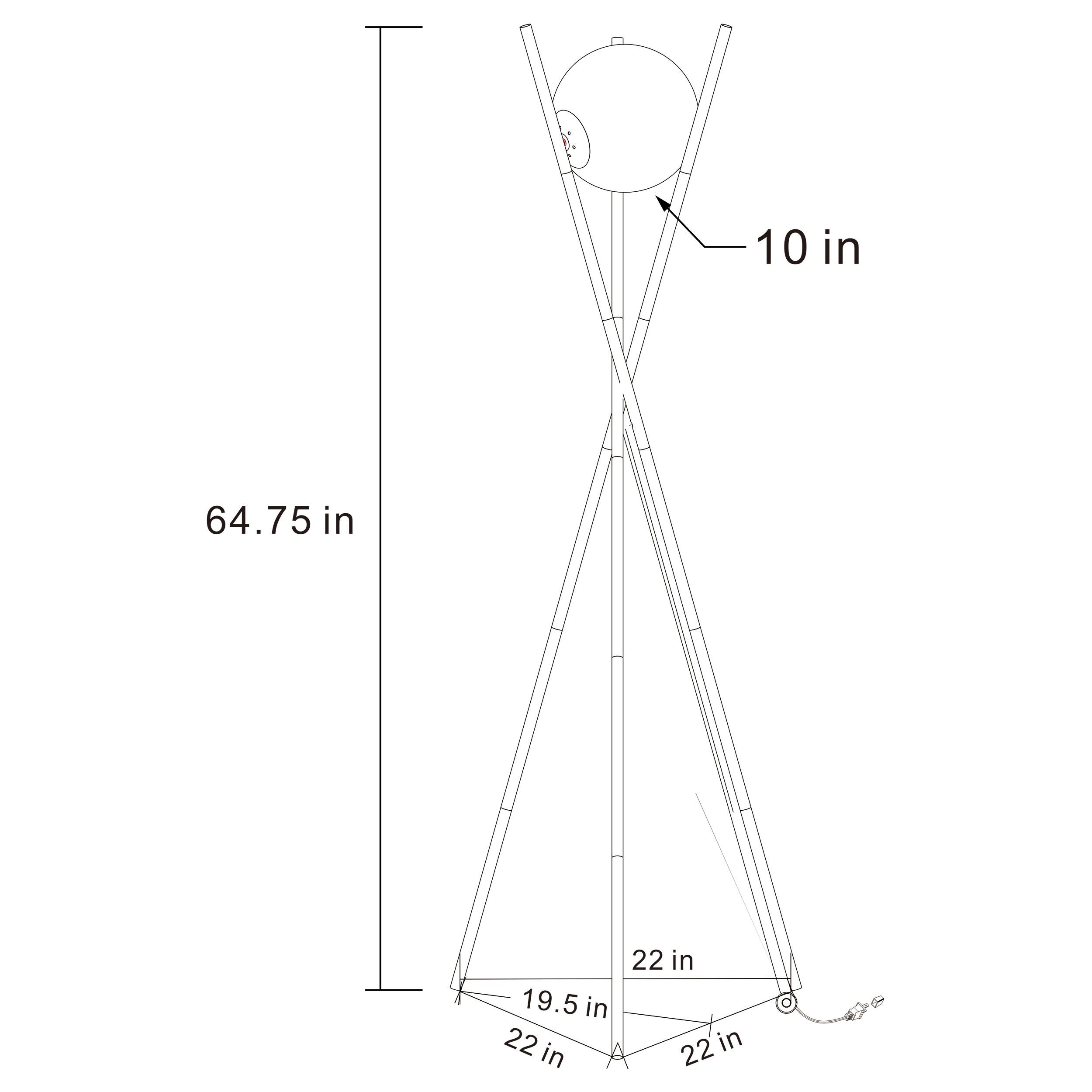 Model: 920218 | Coaster Yamileth 65-inch Spherical Bulb Metal Tripod Floor Lamp Gold