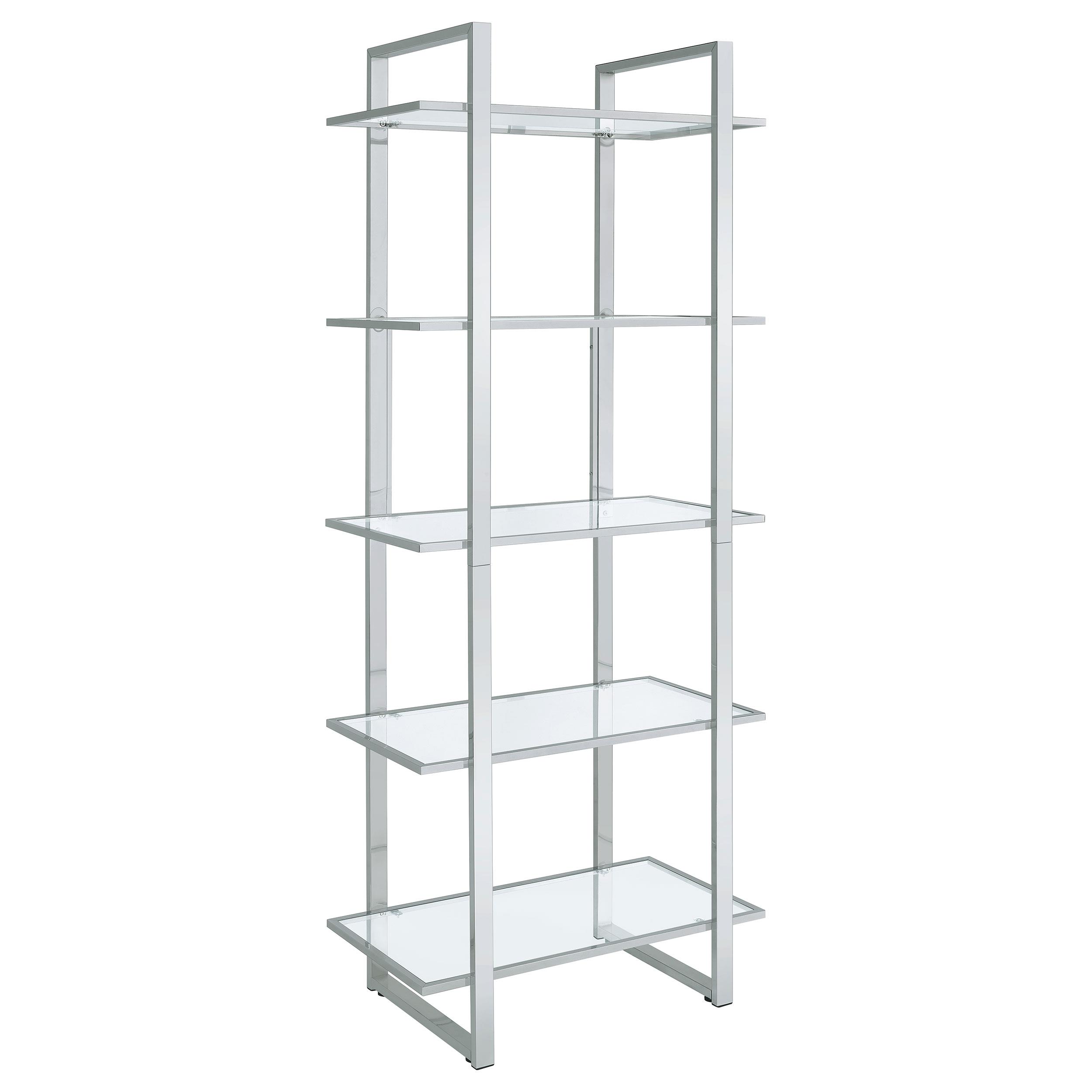 Coaster Hartford 79-inch 5-shelf Glass Bookshelf Chrome