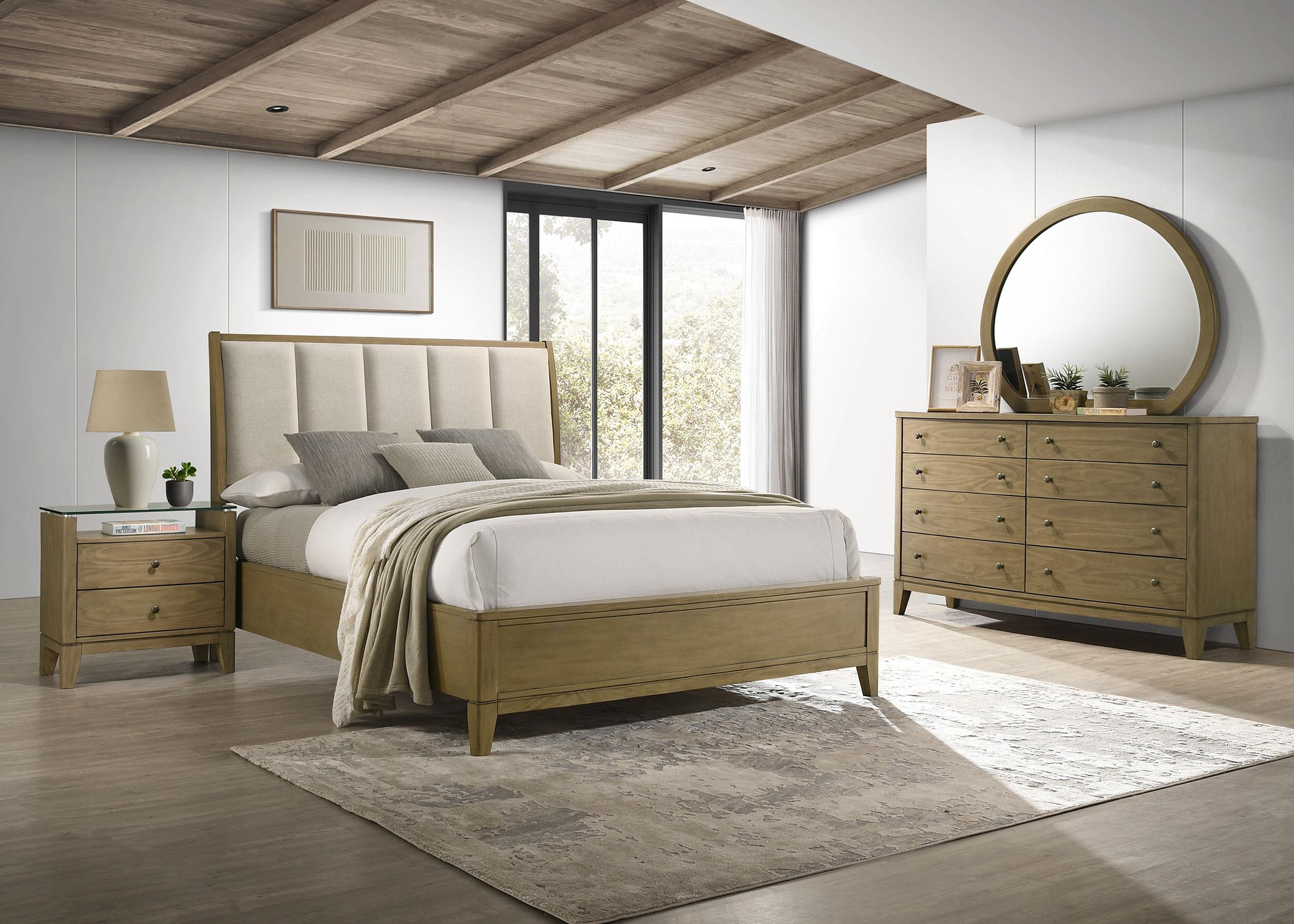 Coaster - 224921Q - Granada Upholstered Queen Panel Bed Natural