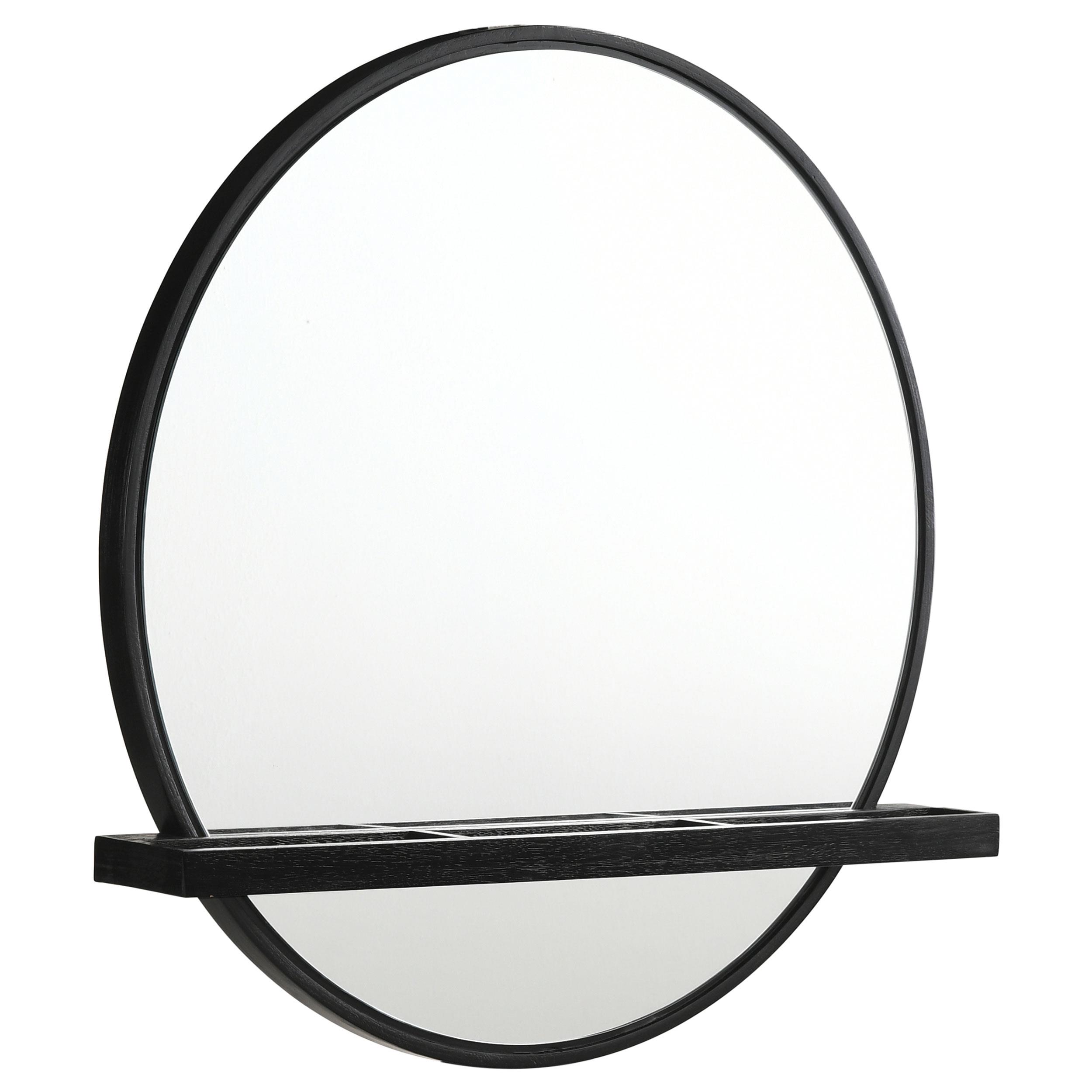 Coaster Arini Round Vanity Wall Mirror with Shelf Black