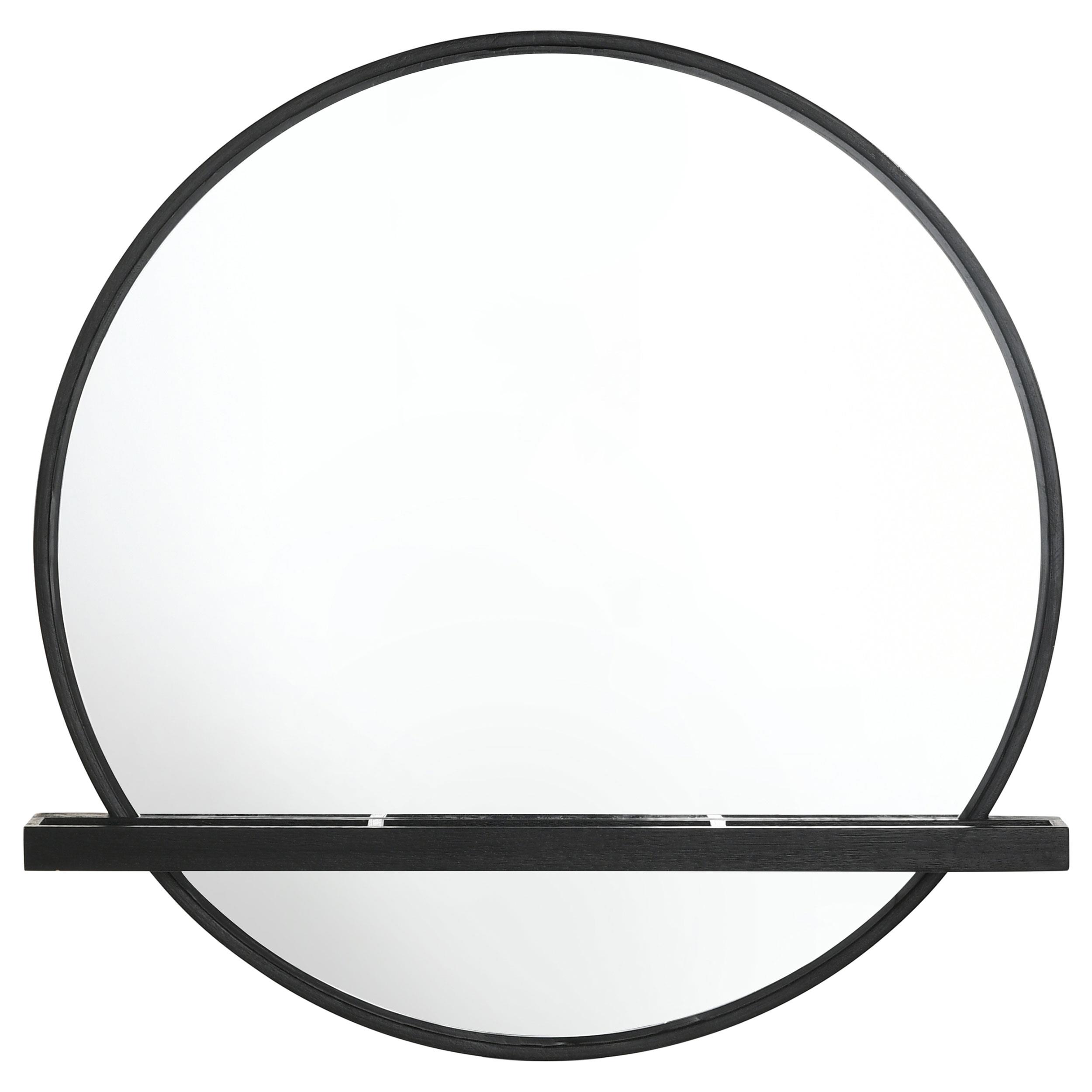 Model: 224338 | Coaster Arini Round Vanity Wall Mirror with Shelf Black