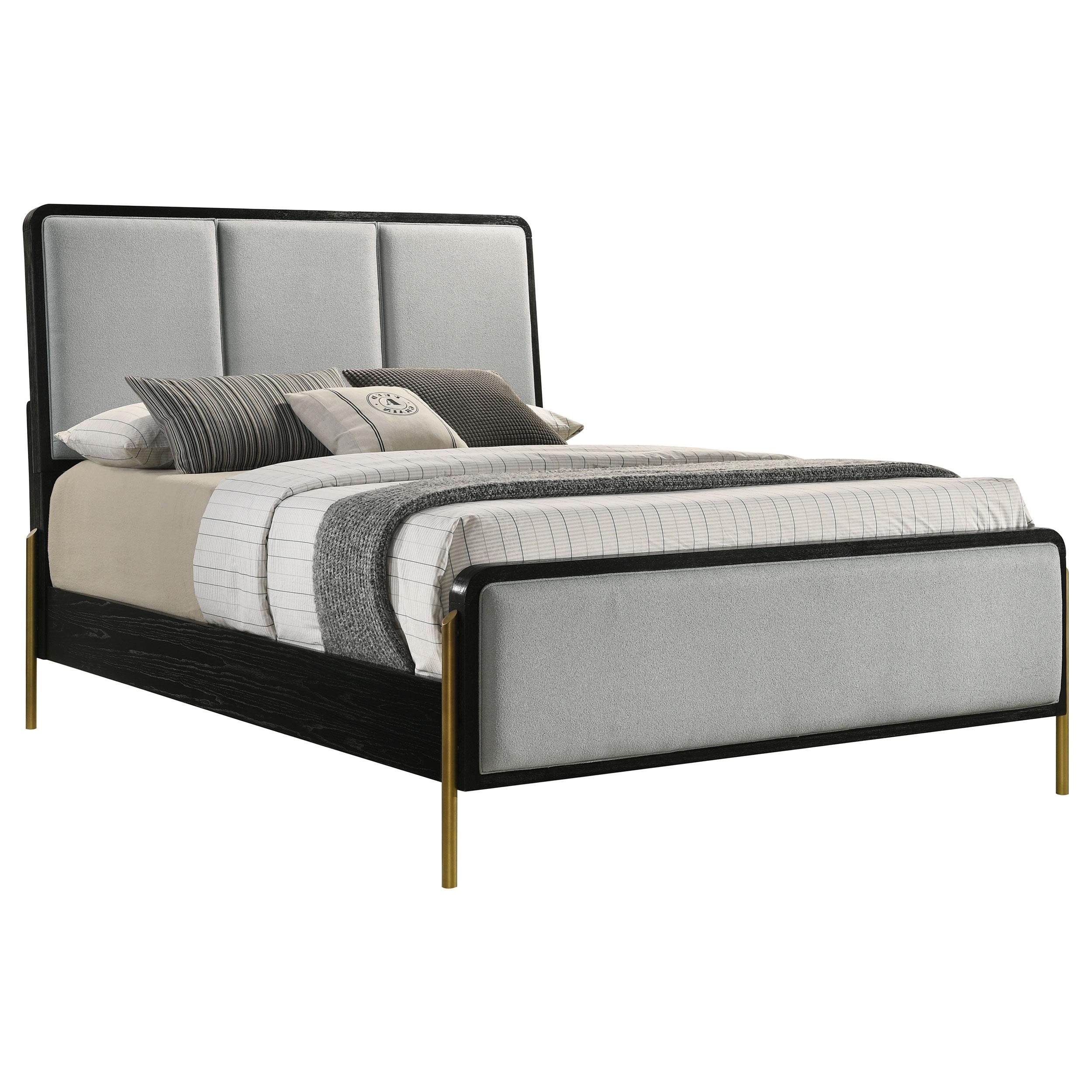 Model: 224331KE | Coaster Arini Upholstered Eastern King Panel Bed Black and Grey