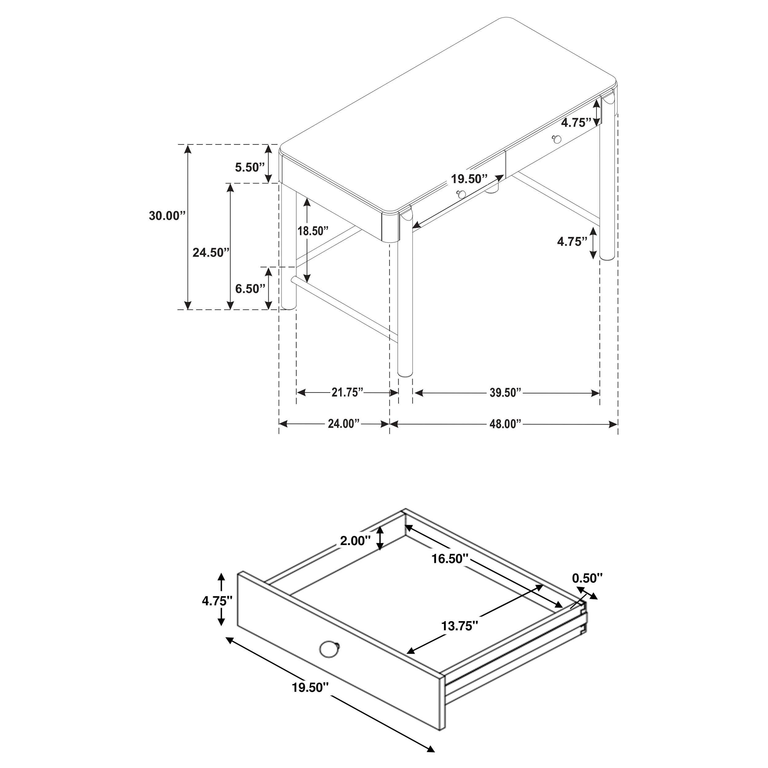 Model: 224307 | Coaster Arini 2-drawer Vanity Desk Makeup Table Sand Wash