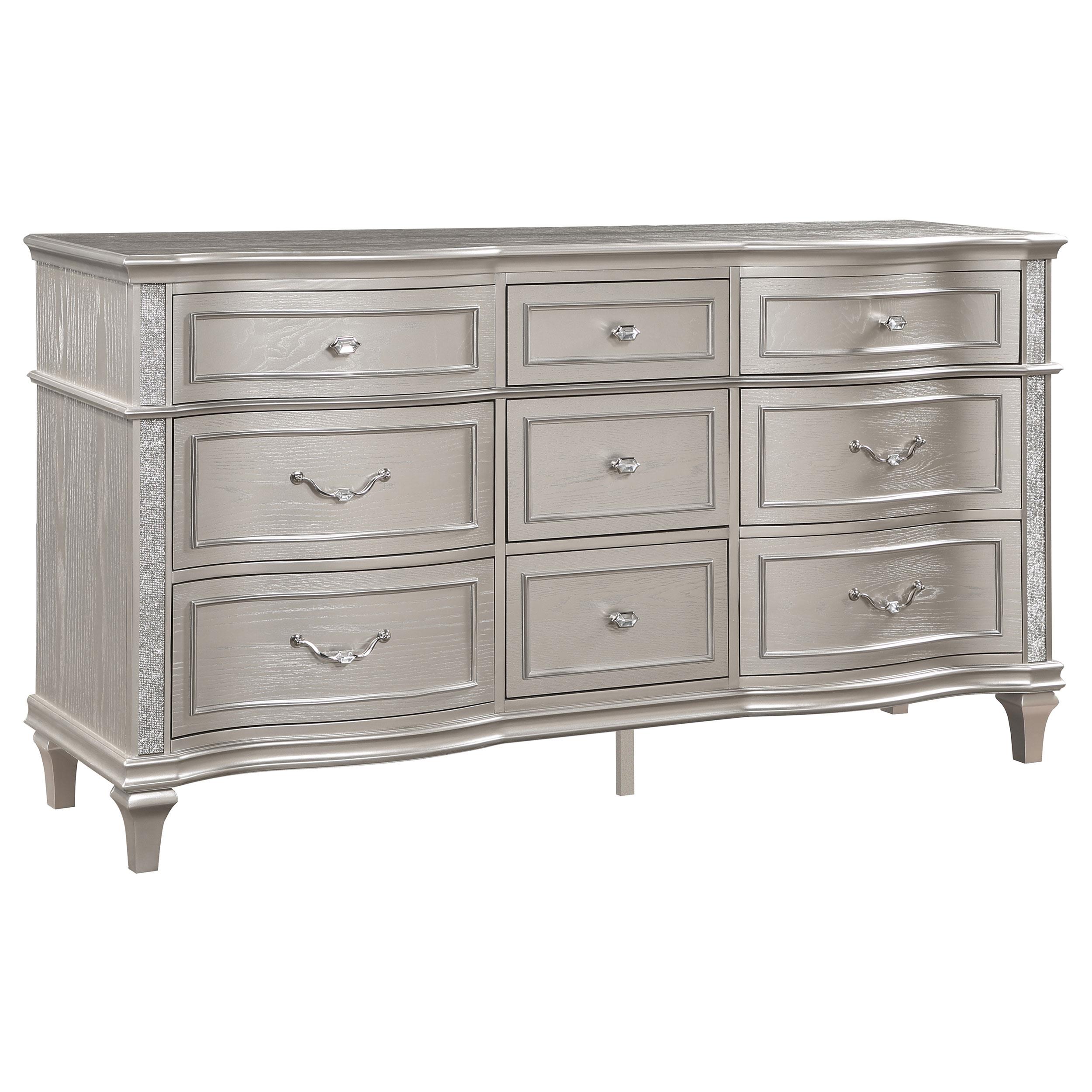 Model: 223391KE-S5 | Coaster Evangeline 5-piece Eastern King Bedroom Set Silver Oak