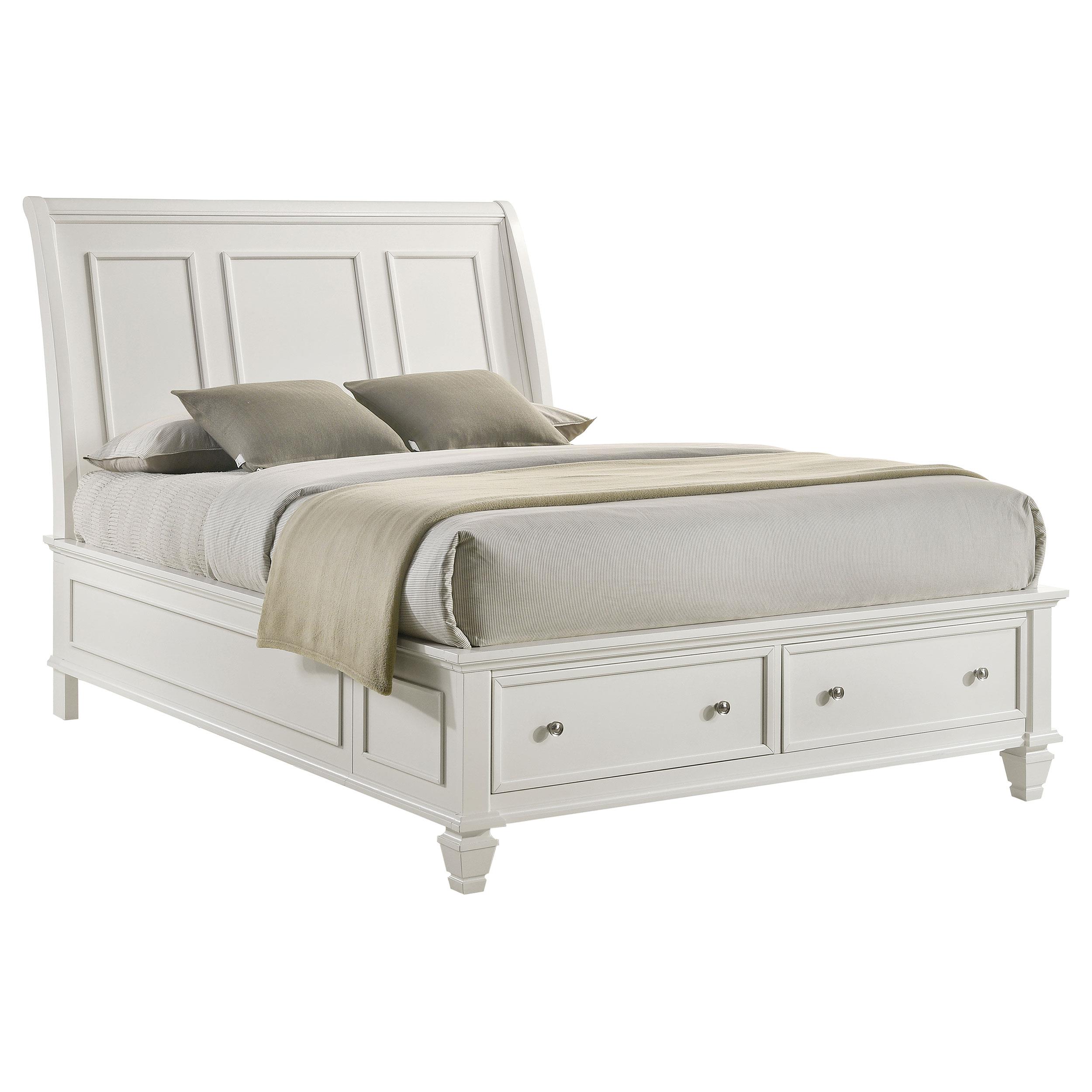 Model: 201309Q | Coaster Sandy Beach Wood Queen Storage Panel Bed Cream White