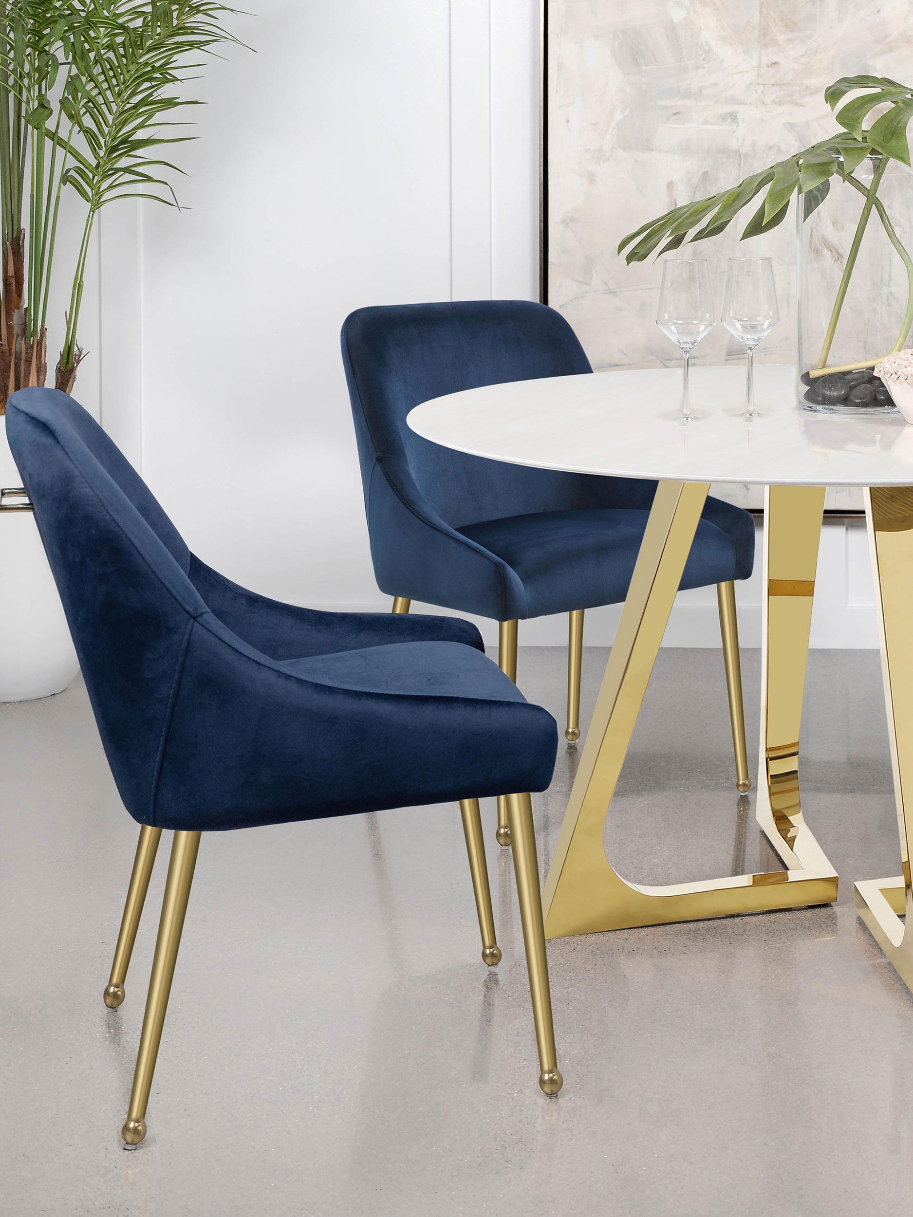 Model: 192492 | Coaster Mayette Upholstered Dining Side Chair Blue (Set of 2)