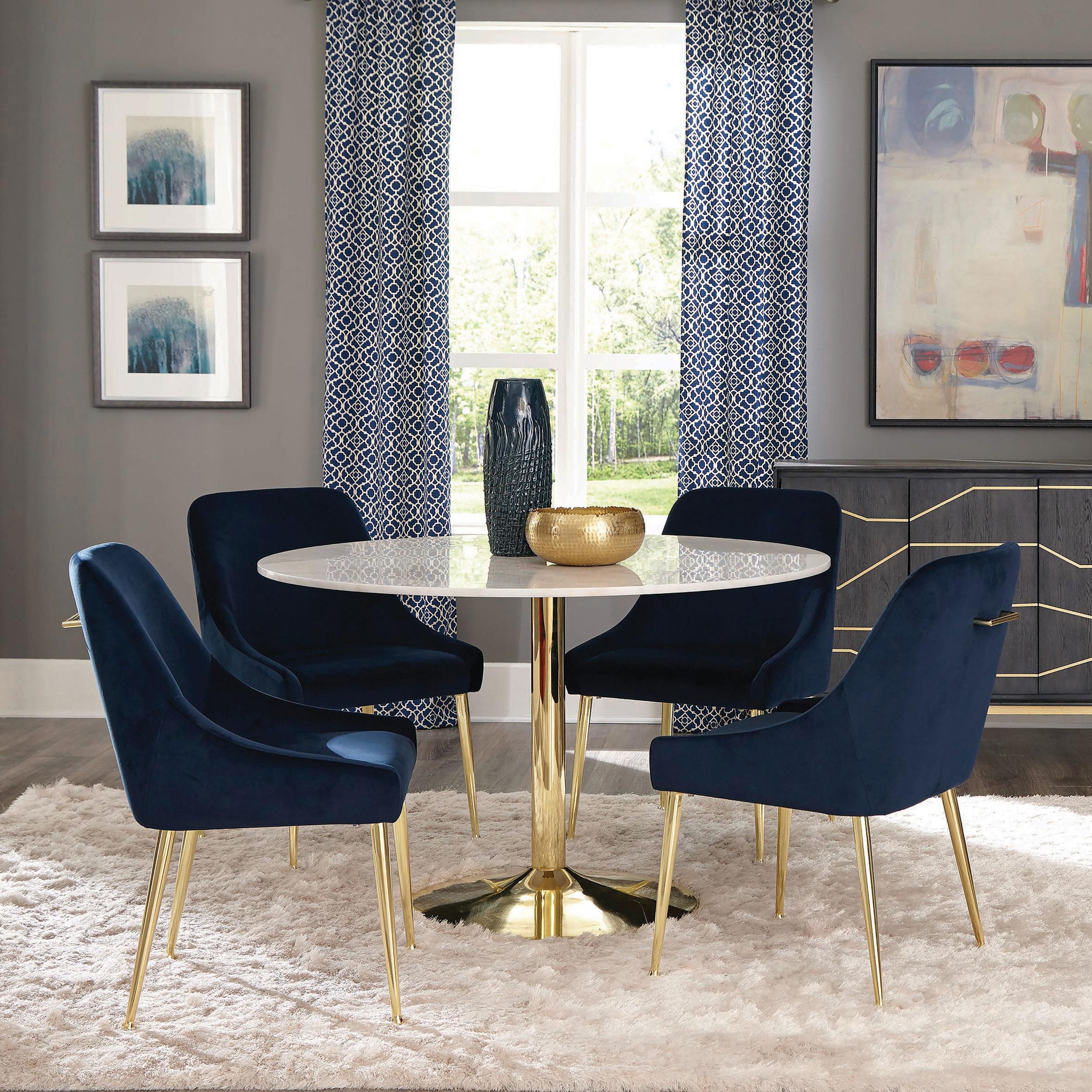 Model: 192492 | Coaster Mayette Upholstered Dining Side Chair Blue (Set of 2)