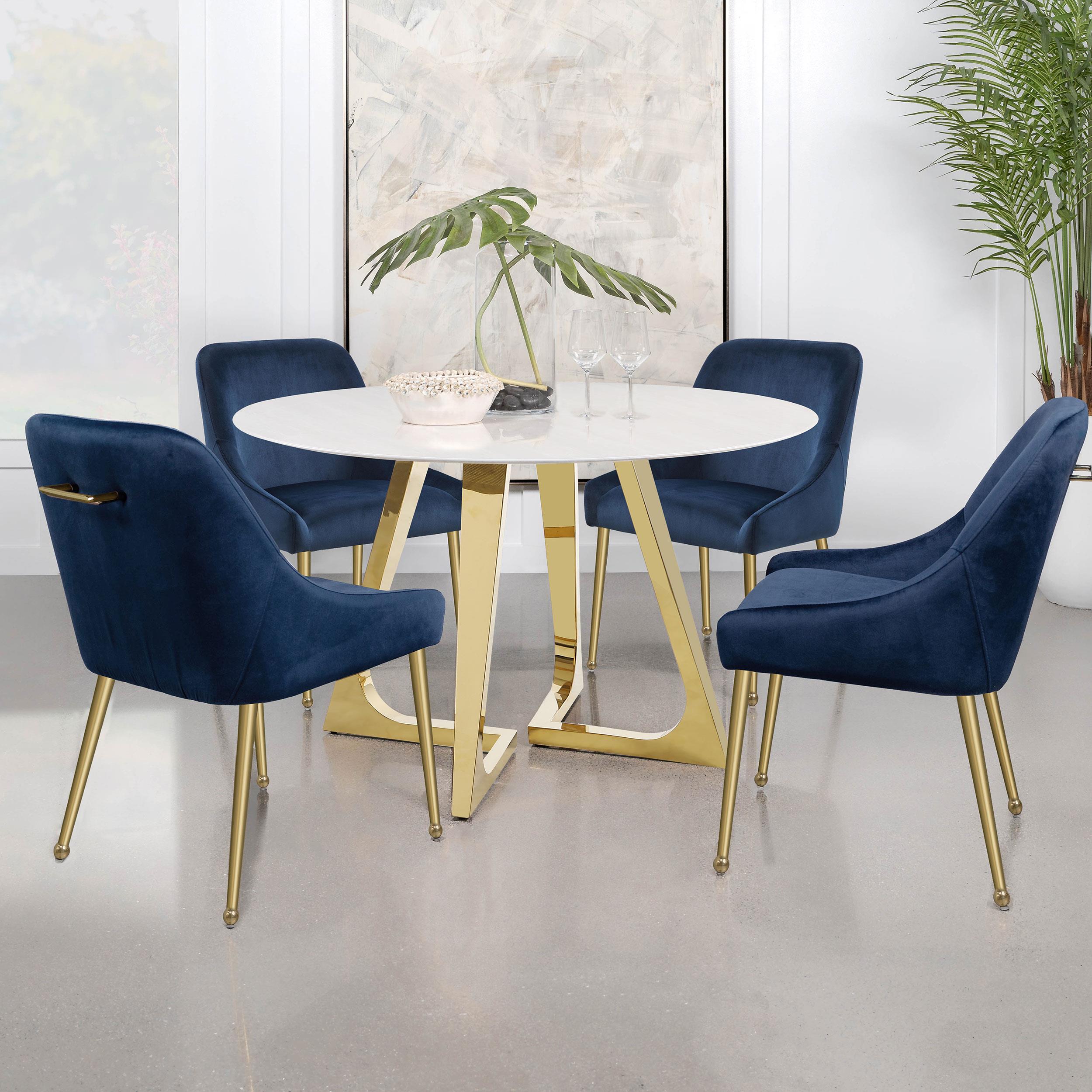 Model: 192492 | Coaster Mayette Upholstered Dining Side Chair Blue (Set of 2)