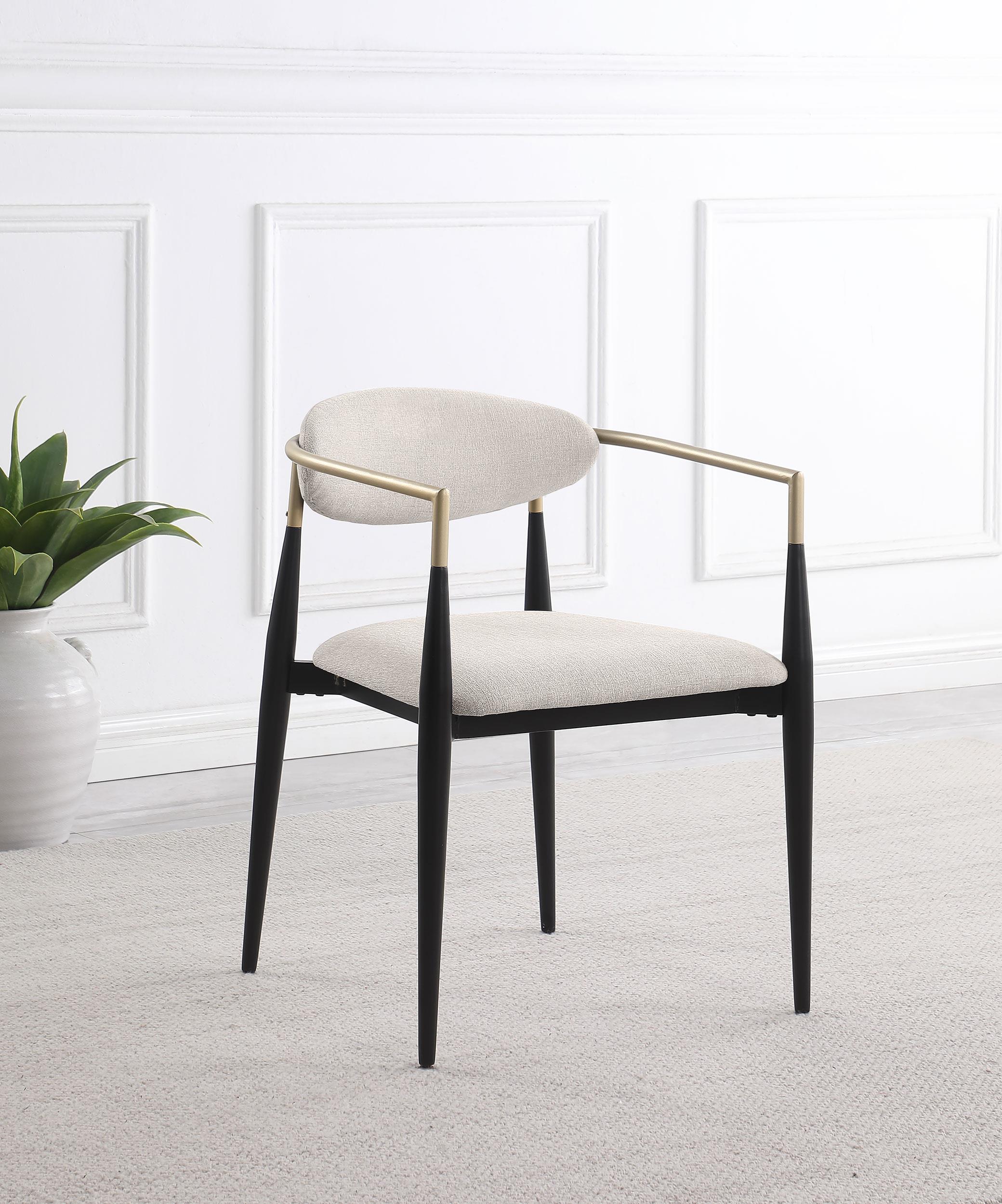 Model: 182692 | Coaster Alexis Fabric Upholstered Dining Arm Chair Beige (Set of 2)