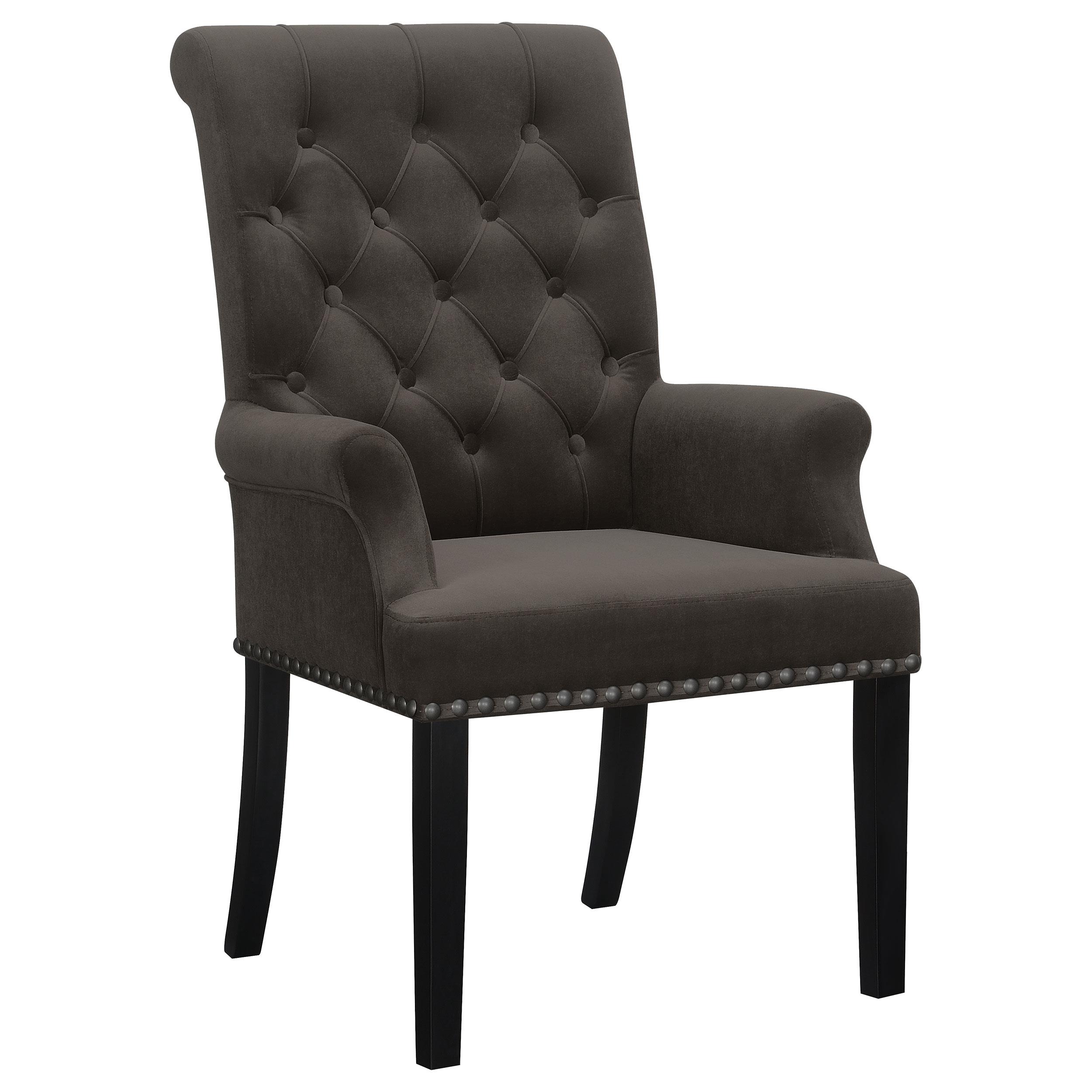 Coaster Alana Velvet Upholstered Dining Arm Chair Brown
