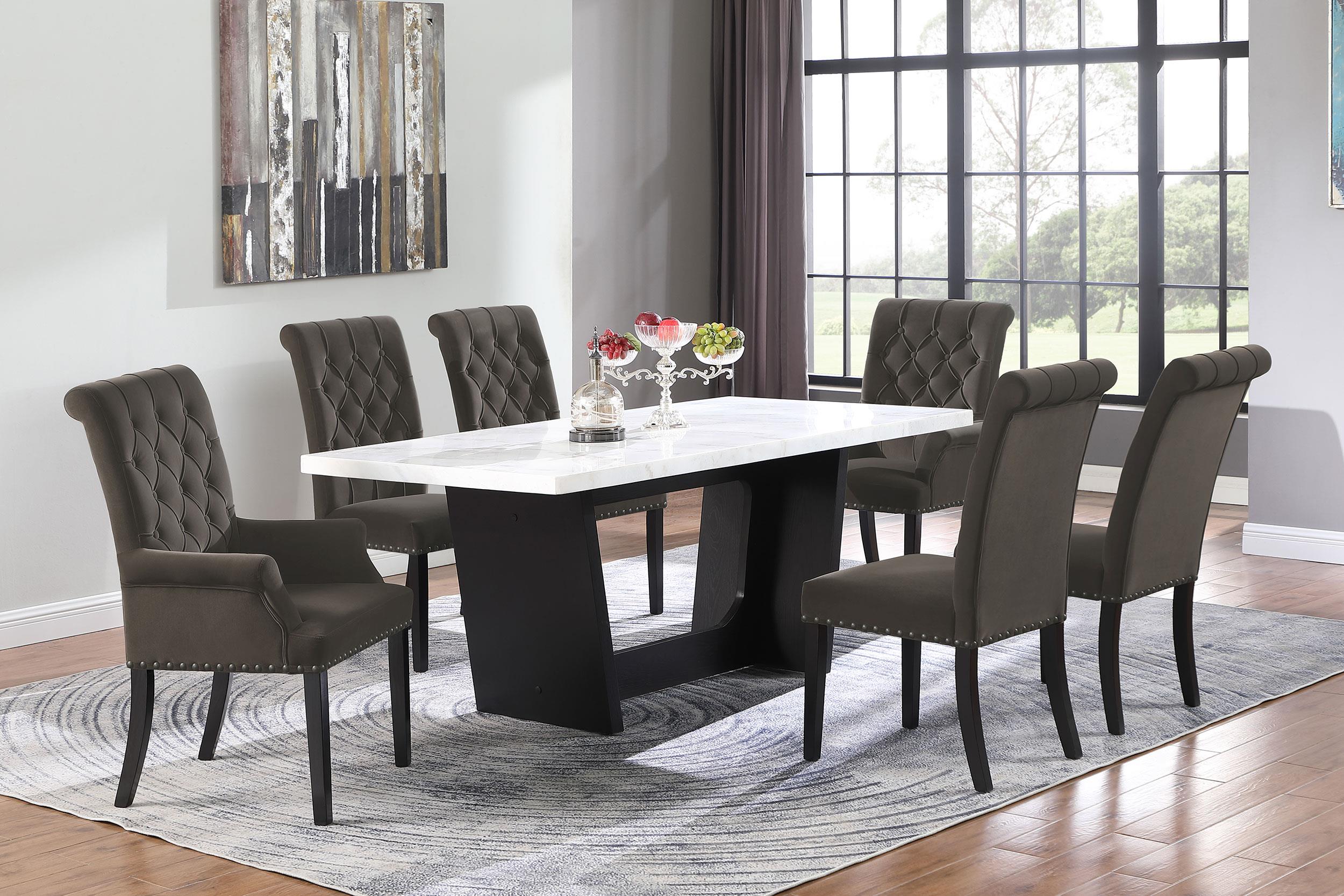 Model: 115173 | Coaster Alana Velvet Upholstered Dining Arm Chair Brown