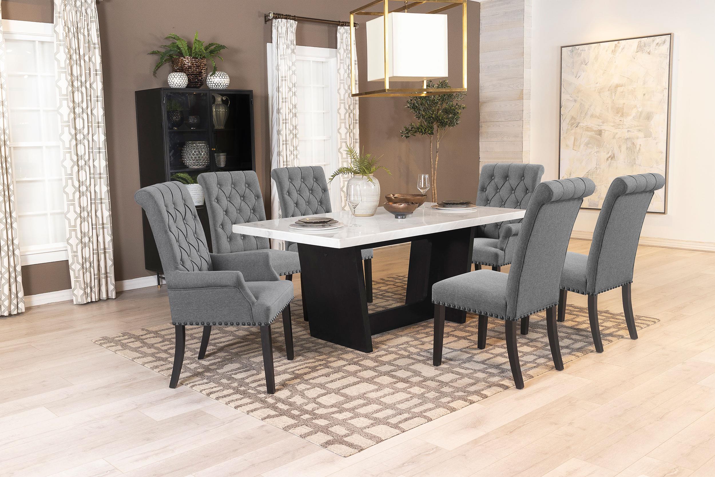 Model: 115162 | Coaster Alana Fabric Upholstered Dining Side Chair Grey (Set of 2)