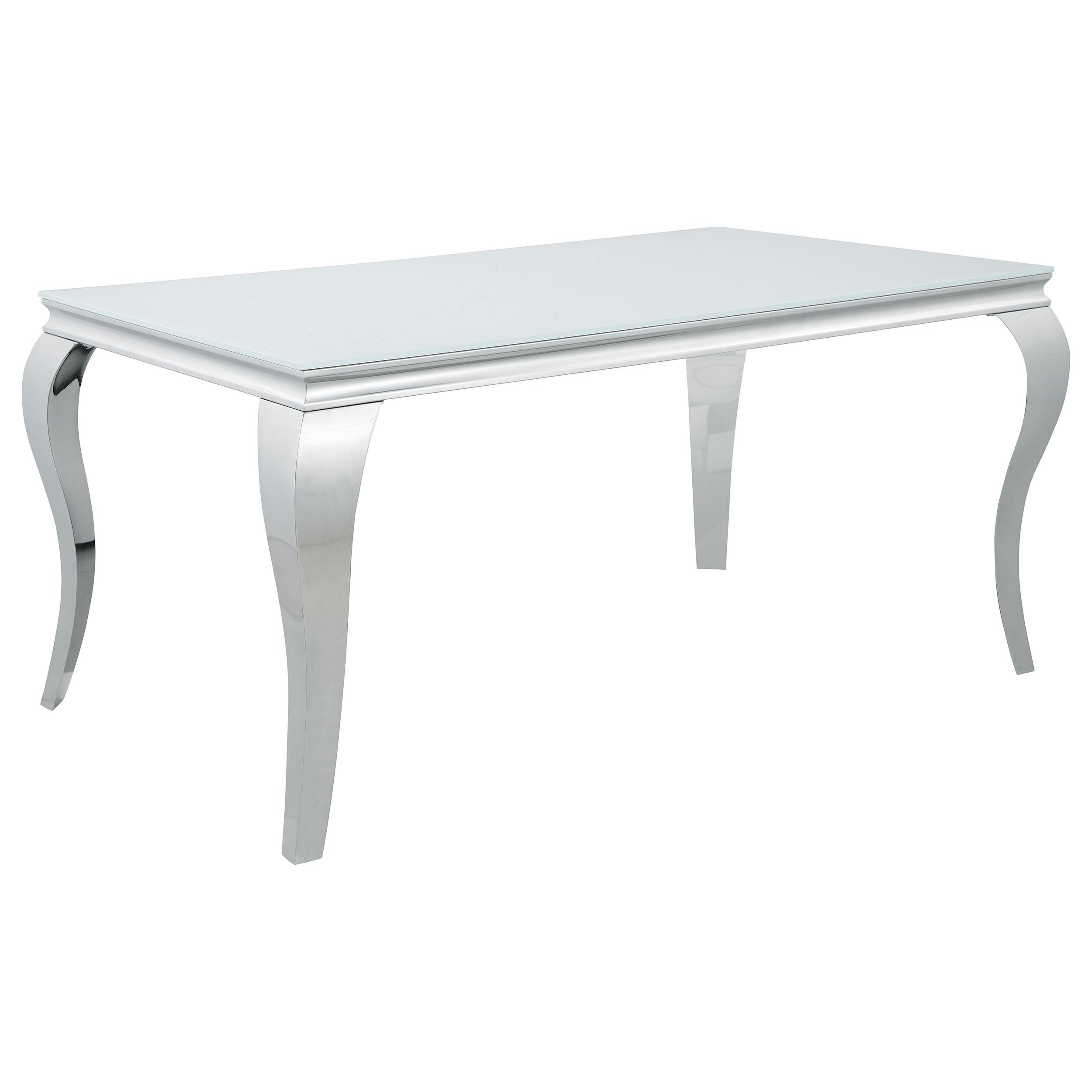 Model: 115091-S5B | Coaster Carone 5-piece 61-inch Rectangular White Glass Dining Set Blue