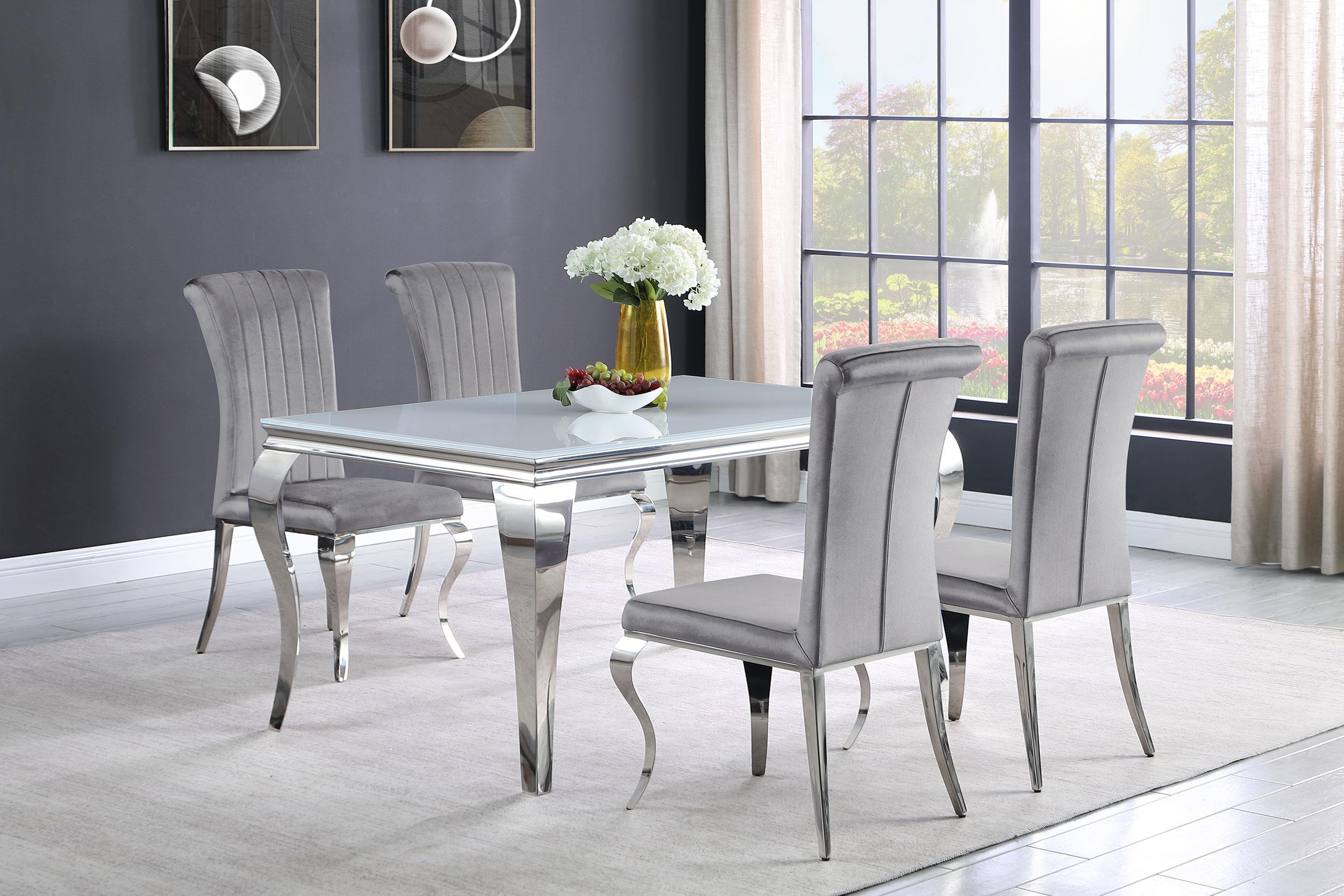 Model: 115091 | Coaster Carone Rectangular 61-inch Glass Top Dining Table White