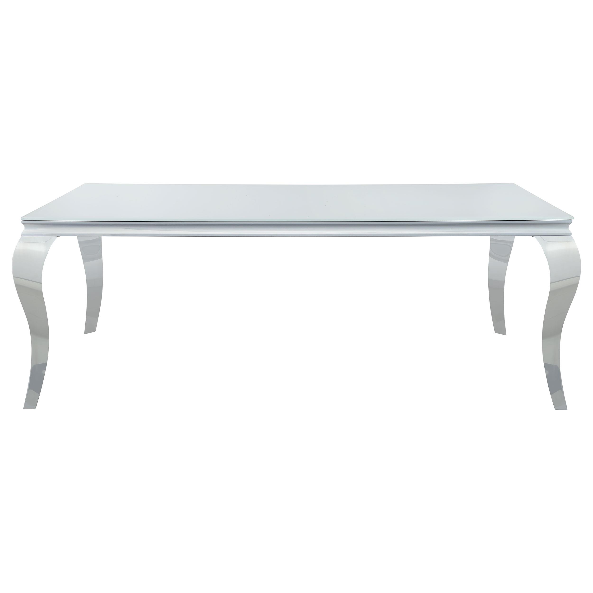 Model: 115081 | Coaster Carone Rectangular 81-inch Glass Top Dining Table White
