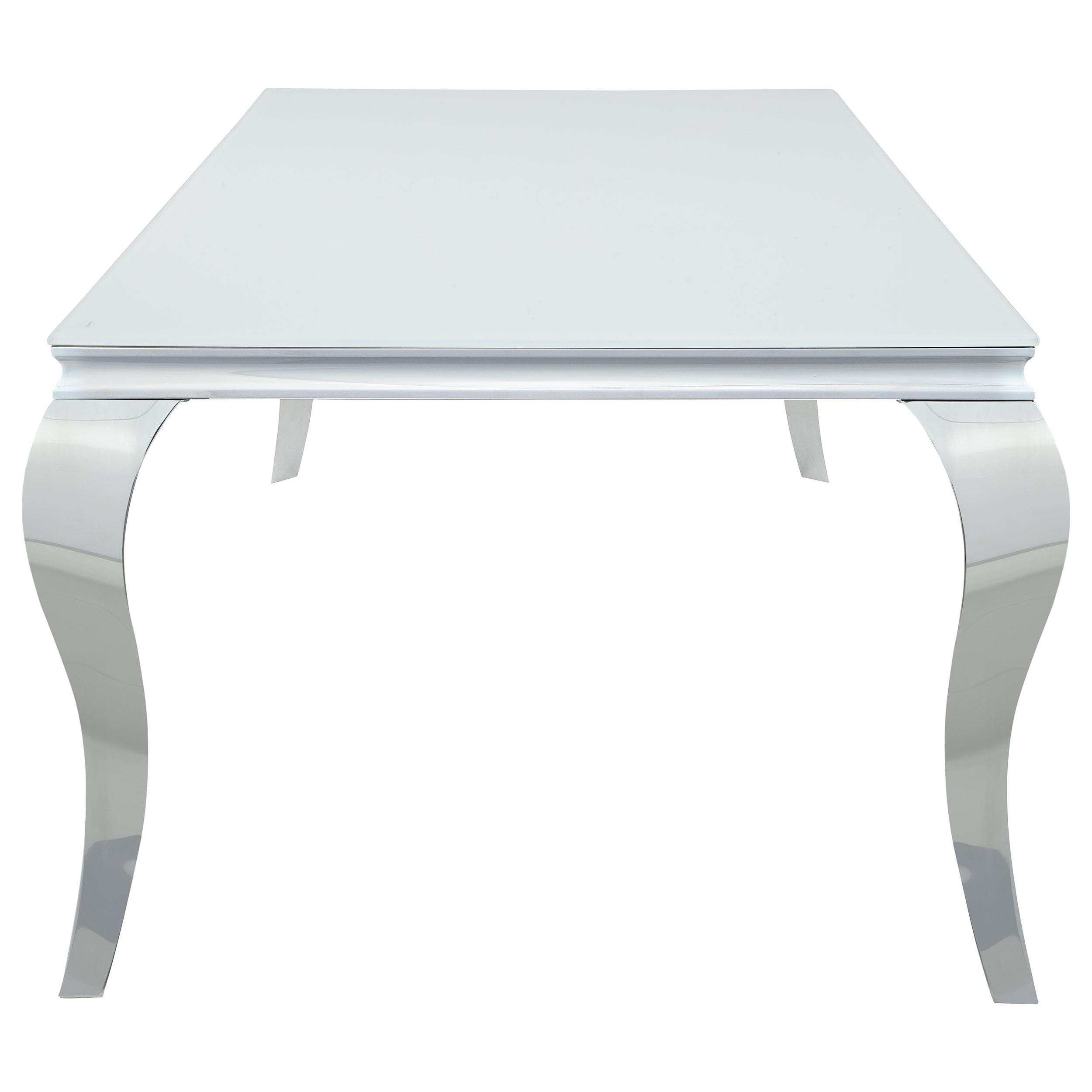 Model: 115081 | Coaster Carone Rectangular 81-inch Glass Top Dining Table White