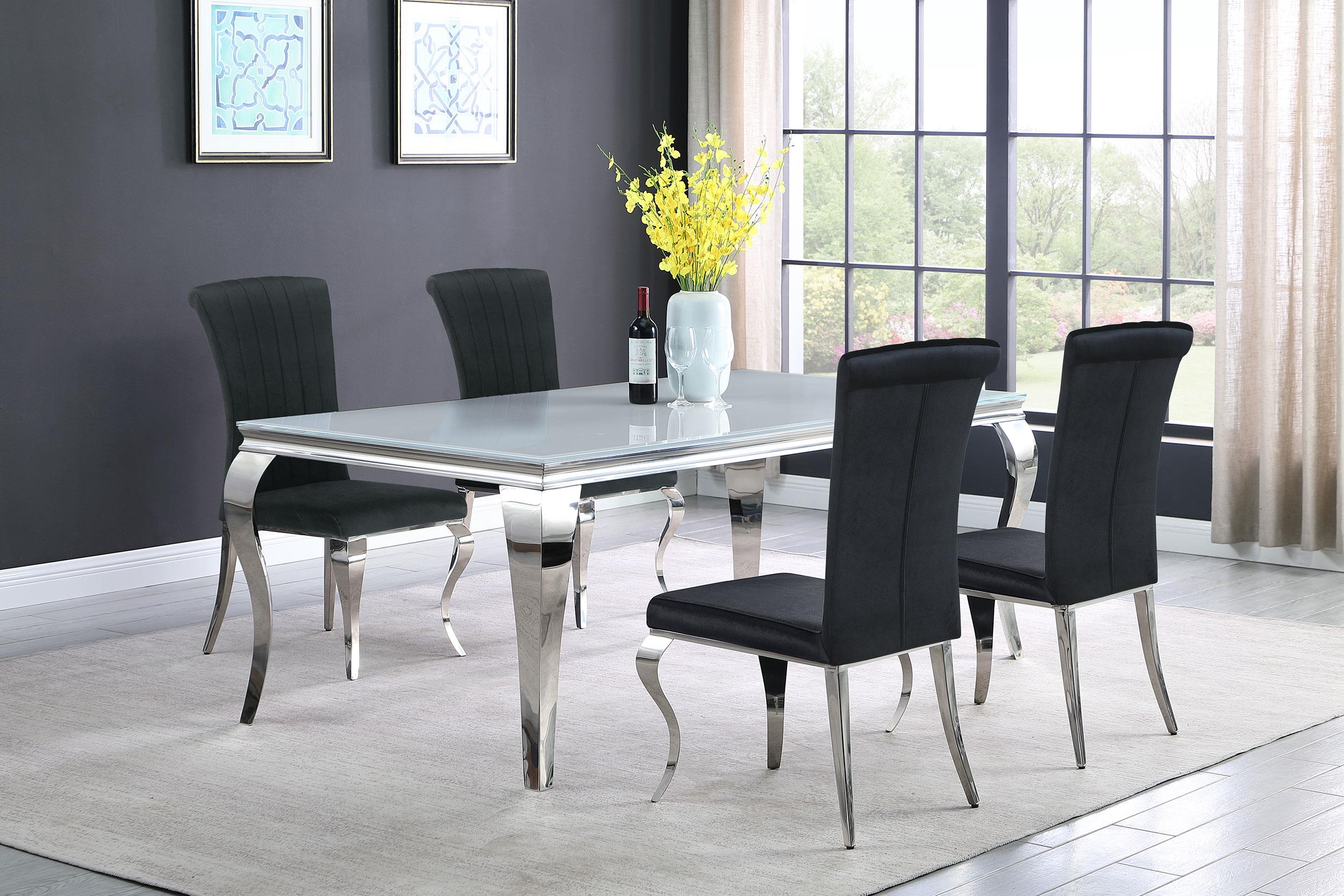 Model: 115081 | Coaster Carone Rectangular 81-inch Glass Top Dining Table White