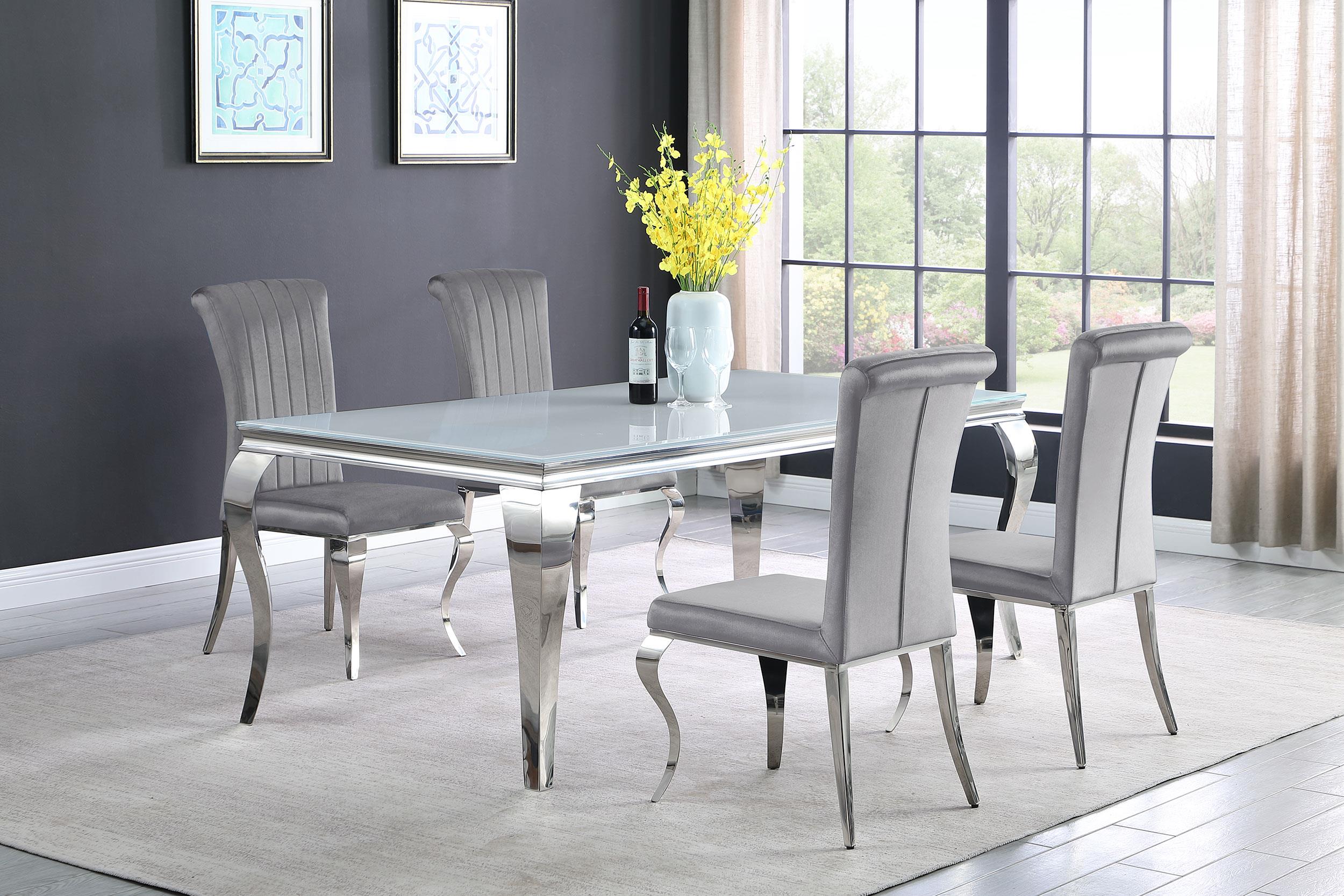 Model: 115081 | Coaster Carone Rectangular 81-inch Glass Top Dining Table White