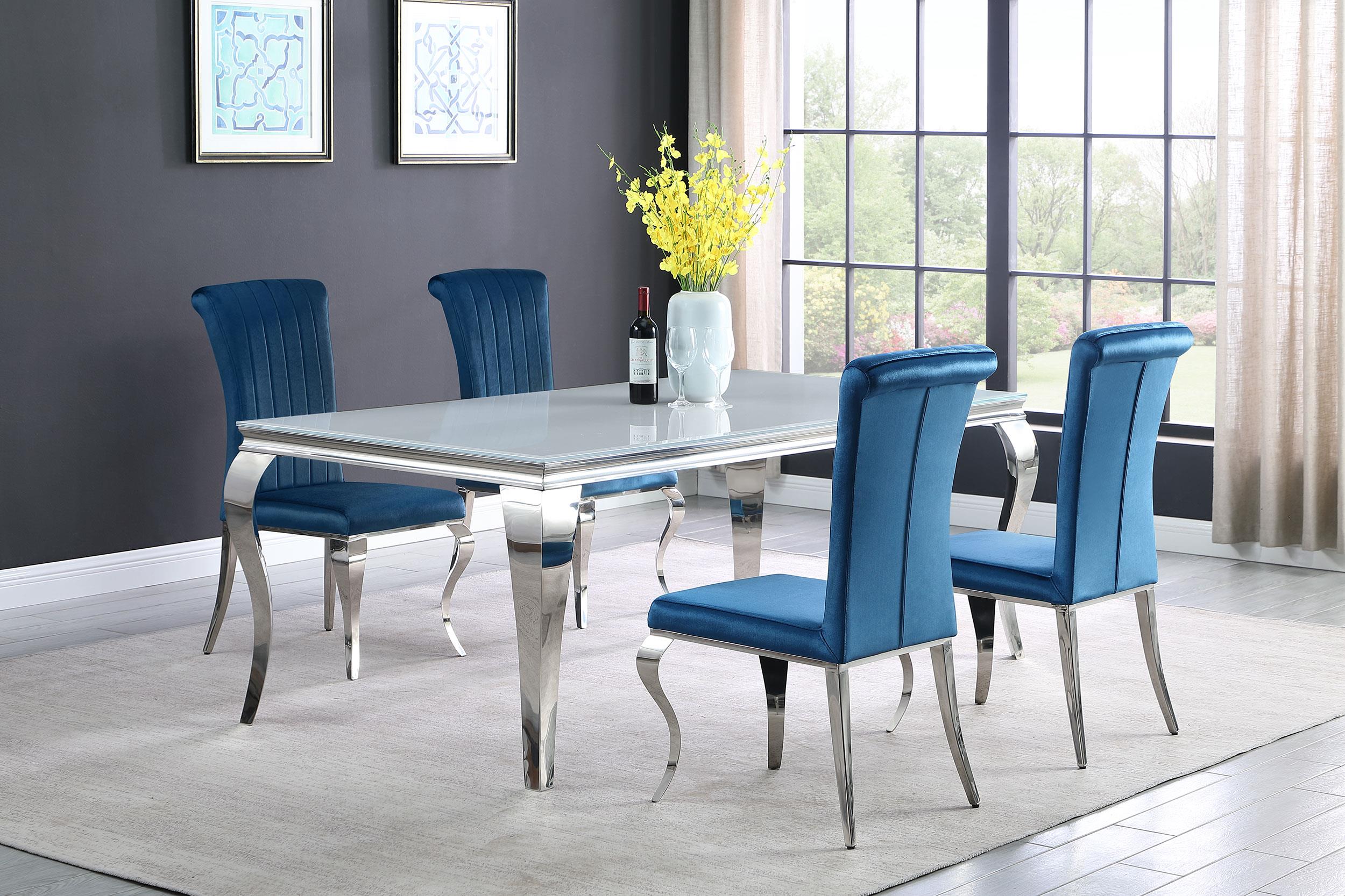Model: 115081 | Coaster Carone Rectangular 81-inch Glass Top Dining Table White