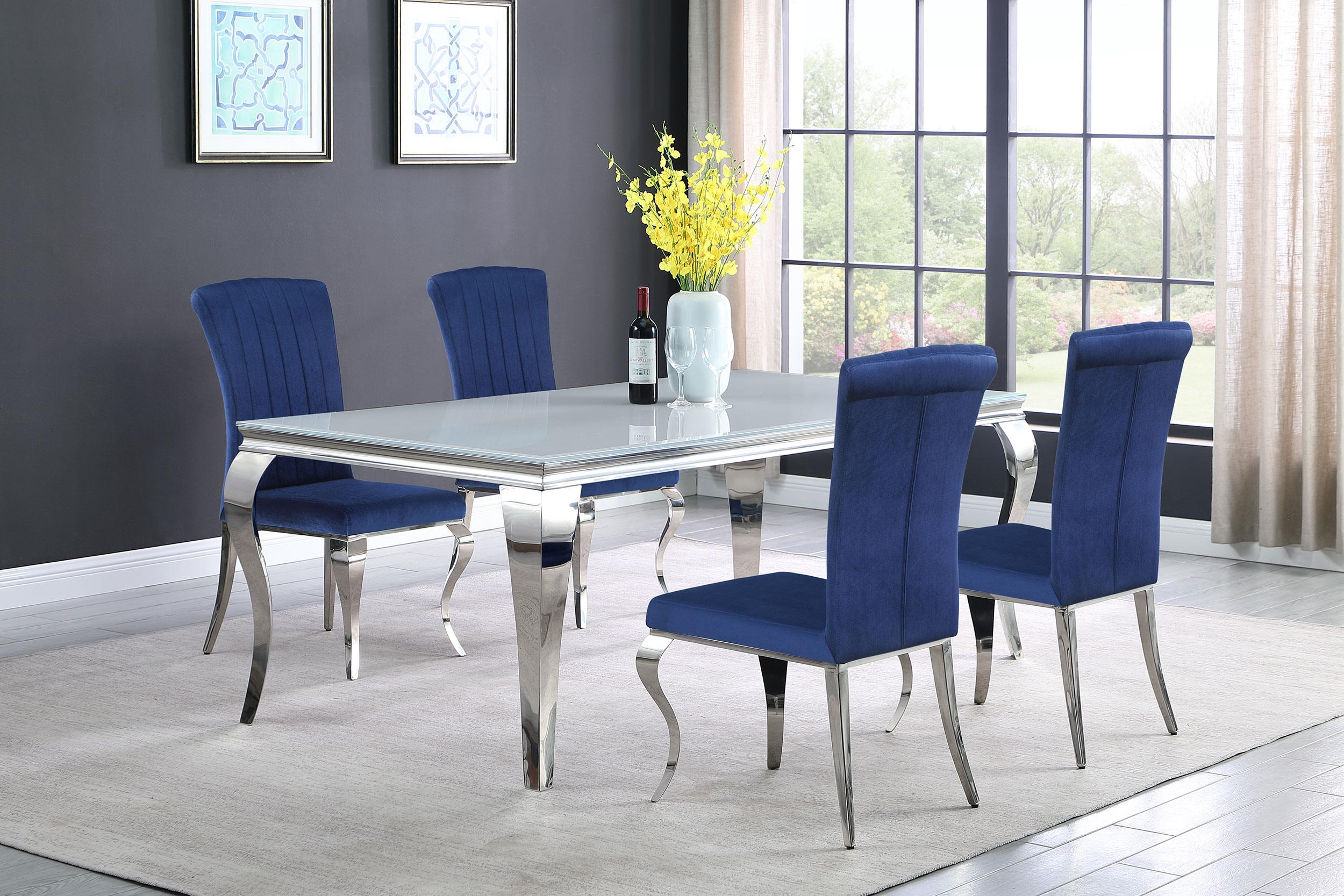 Model: 115081 | Coaster Carone Rectangular 81-inch Glass Top Dining Table White