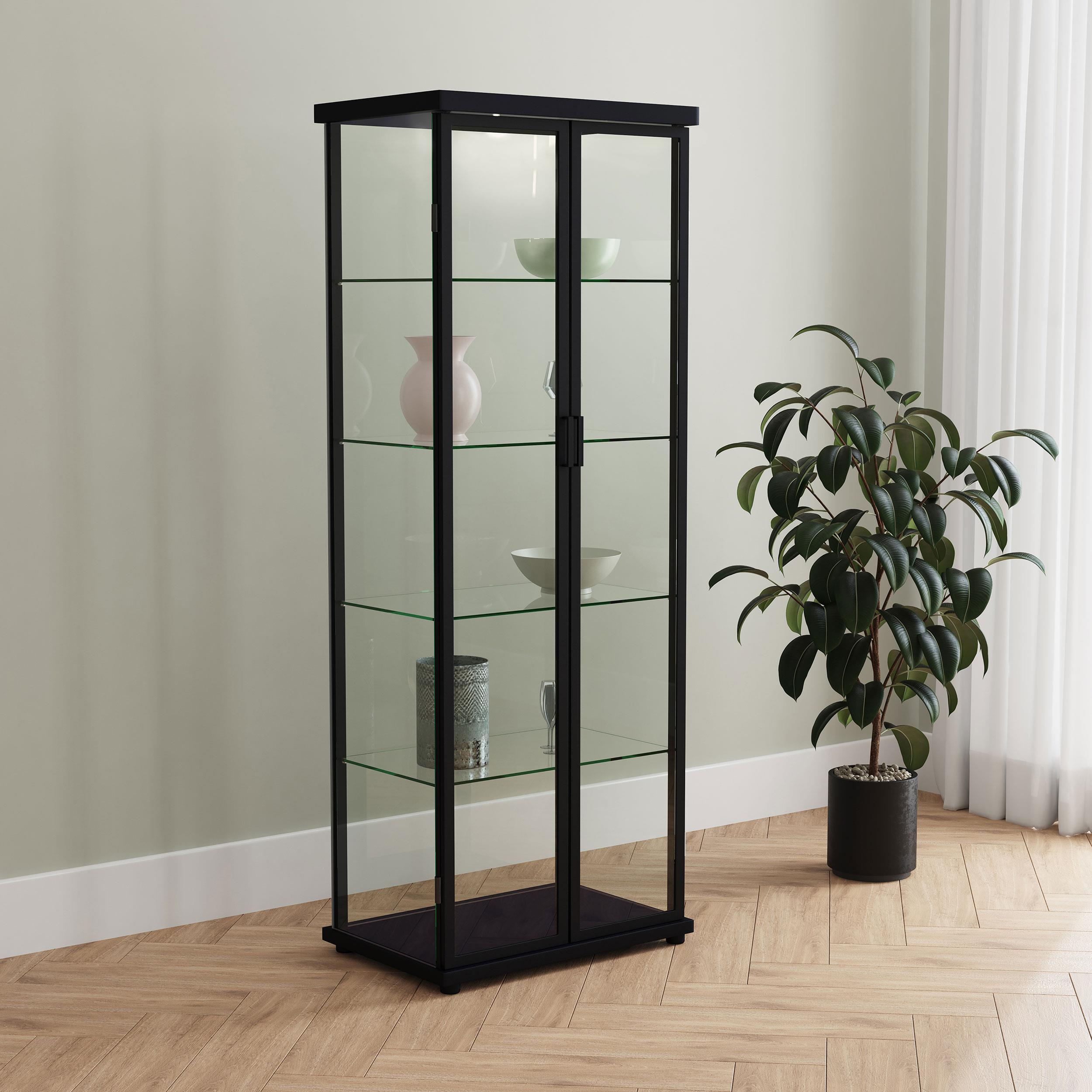 Model: 950400 | Coaster Aero 4-shelf Display Curio Cabinet with LED Lighting Black