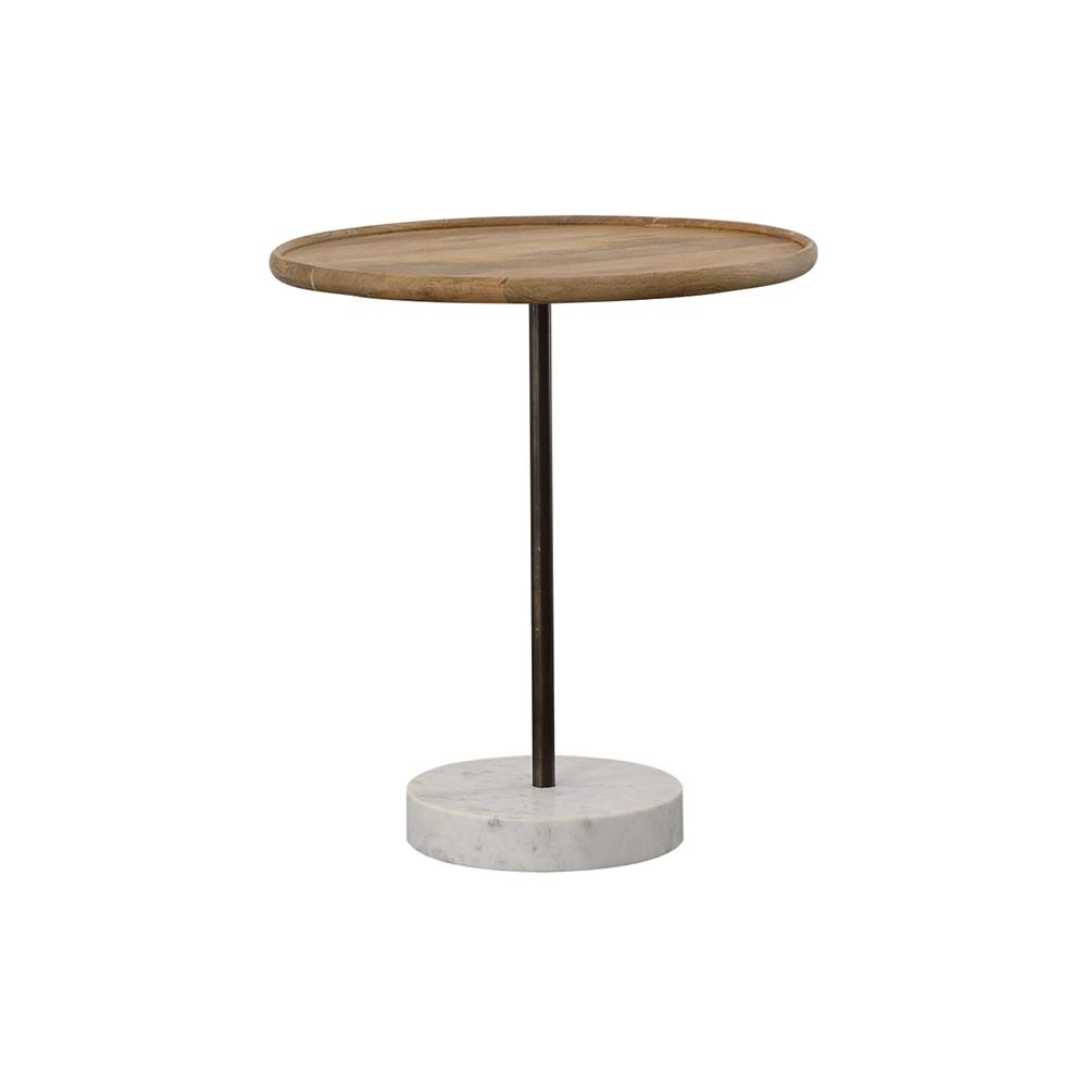 Coaster Ginevra Wood Top Marble Base Table Natural Brown and White