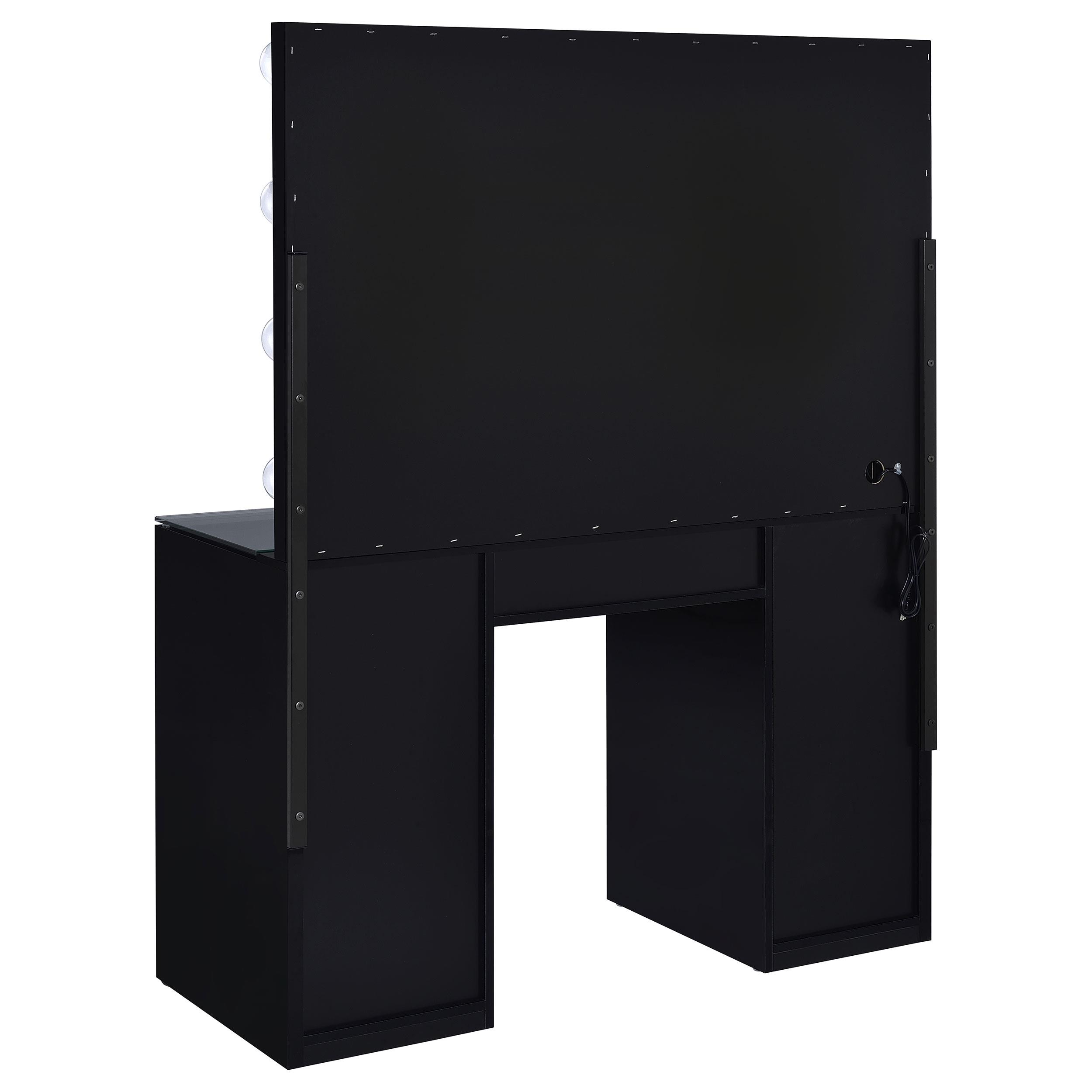 Model: 931144 | Coaster Acena 7-drawer Vanity Set with Lighting Black High Gloss