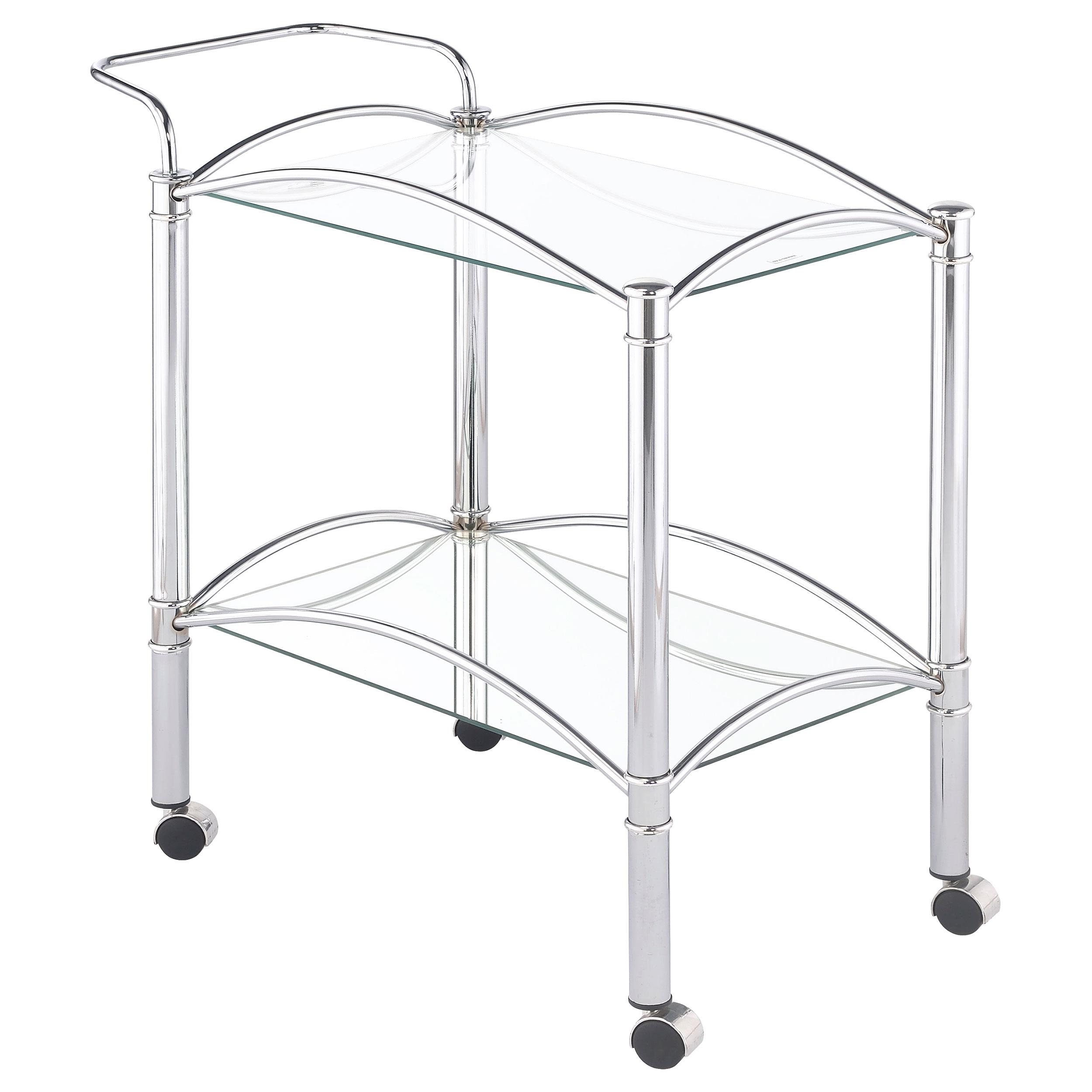 Coaster Shadix 2-tier Rectangular Glass Shelf Metal Bar Cart Chrome