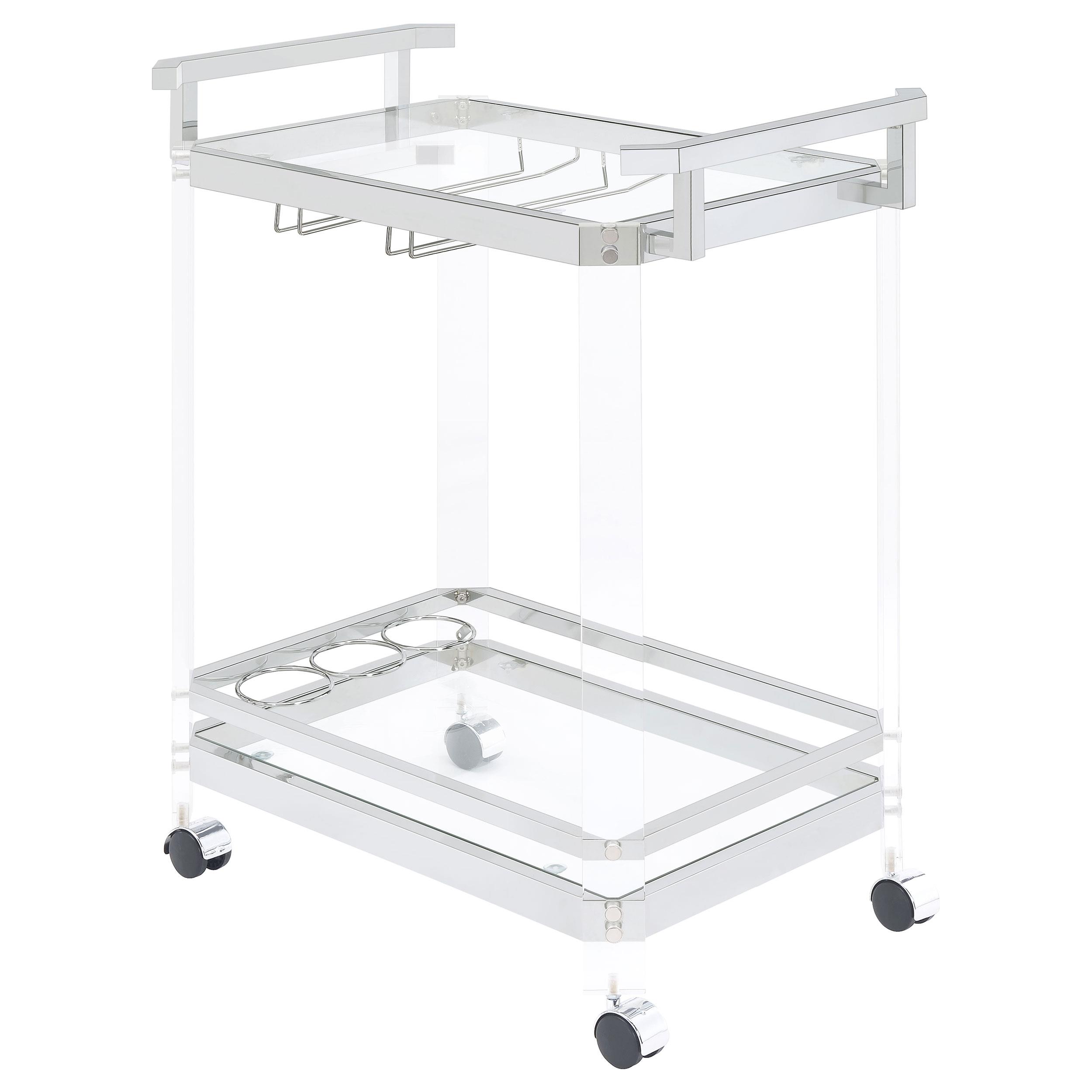 Coaster Jefferson 2-tier Glass Shelf Acrylic Bar Cart Chrome